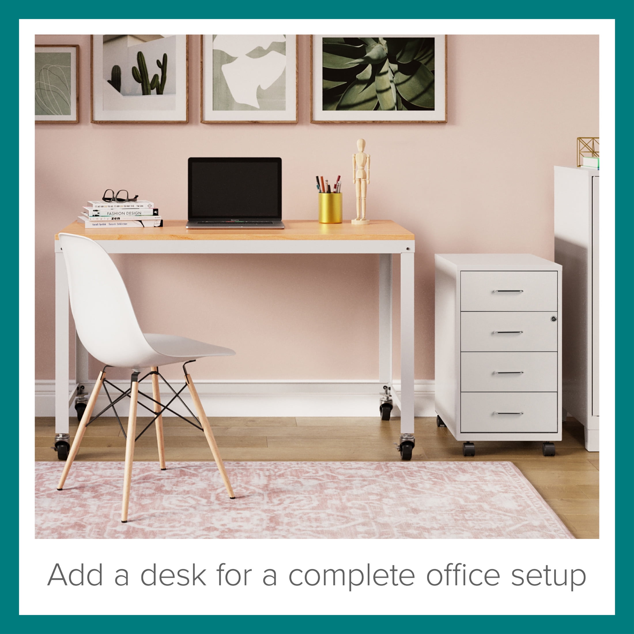 Space Solutions 18" Deep 4 Drawer Metal Mobile Organizer, 4 Box Drawers, Locking, White - Image 15