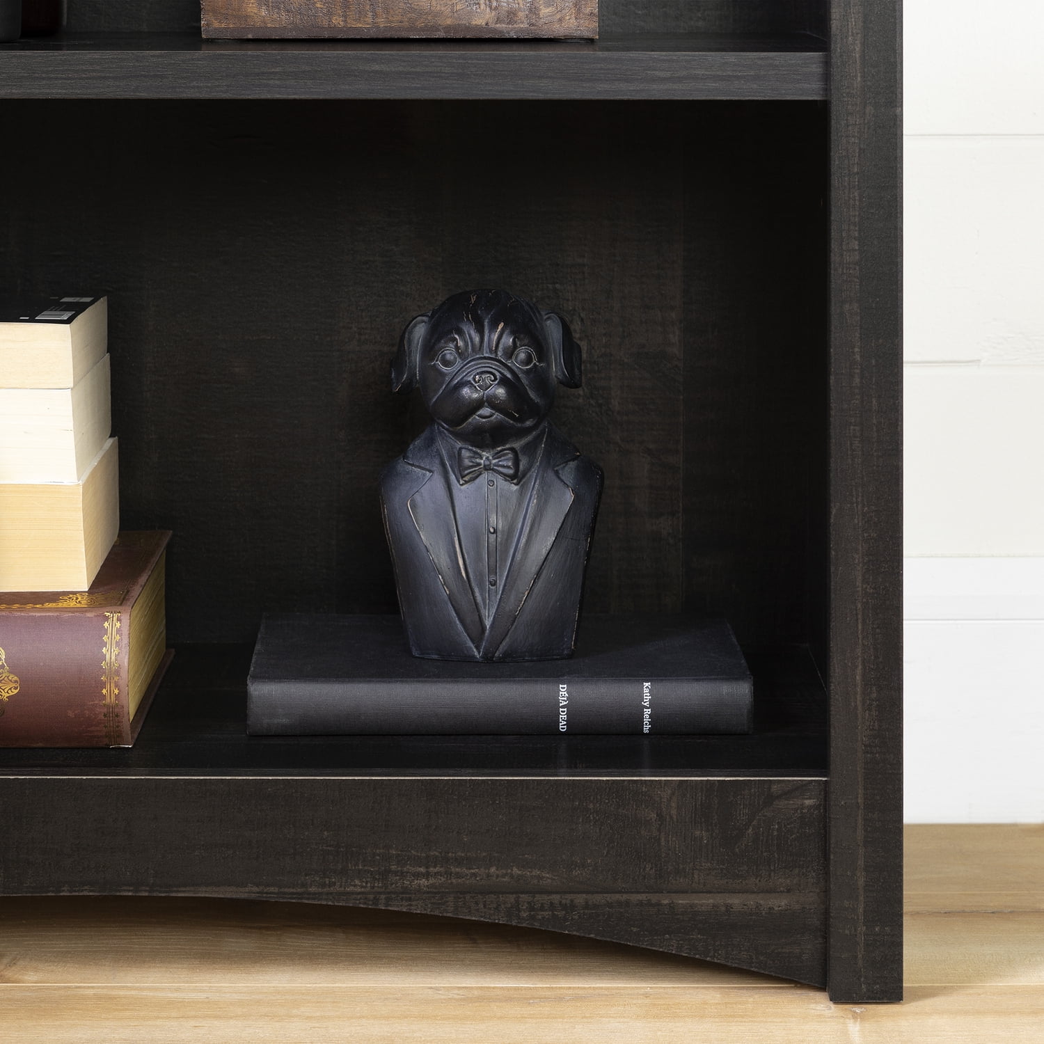 Gascony 4-Shelf Bookcase-Rubbed Black-South Shore - Image 6