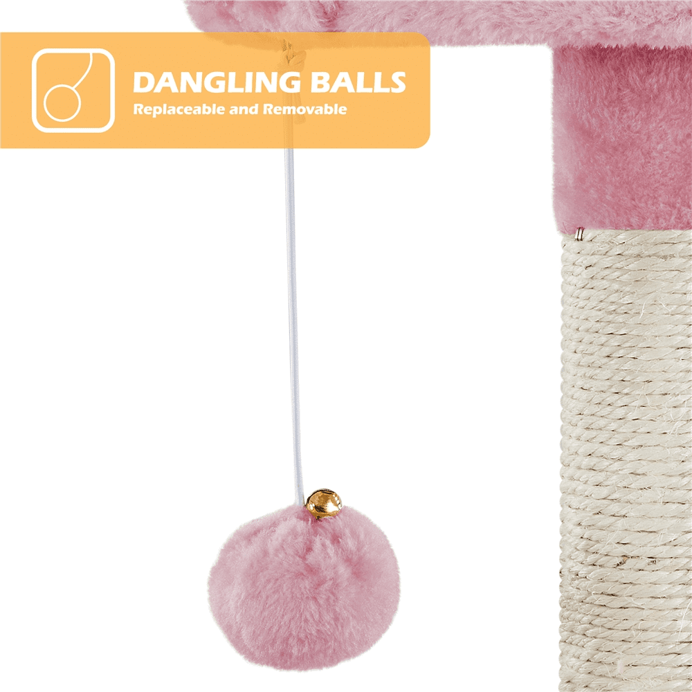 Alden Design 82.5" H Multi Level Cat Tree with 2 Cozy Condos and Basket, Pink - Image 2