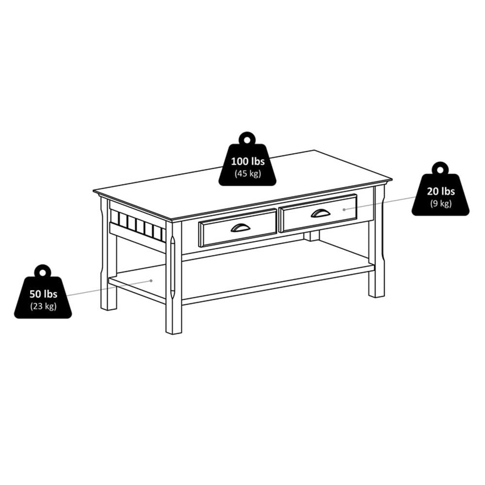 Winsome Wood Timber Coffee Table with Two Drawers, Black Finish - Image 7