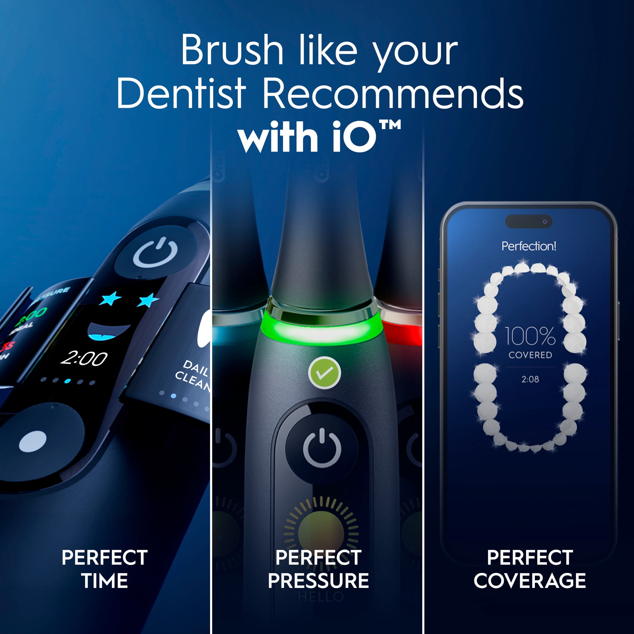 Oral-B Toothbrush, iO Series 10 Rechargeable Electric Toothbrush with (2) Ultimate Clean and (2) Gentle Care Replacement Brush Heads, Black, and Charger - Image 2