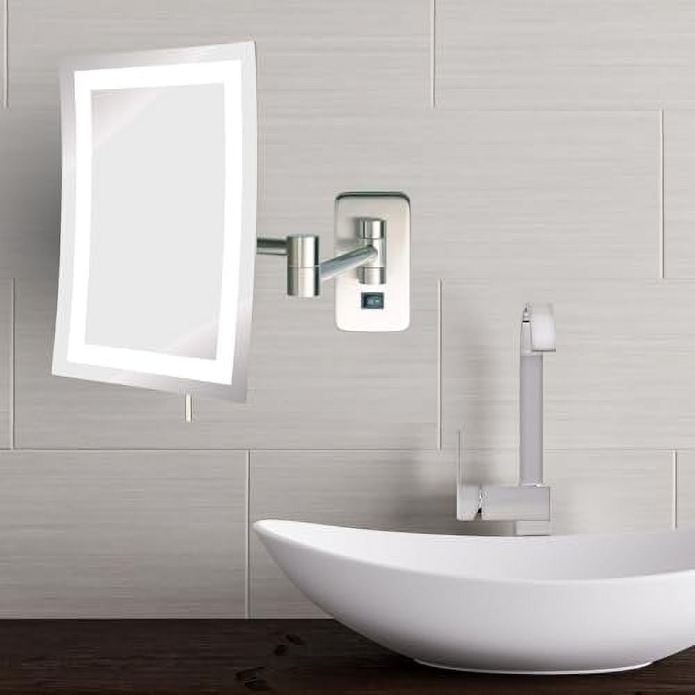 Jerdon Rectangular 6.5-Inch x 9-Inch Wall Mount Makeup Mirror - 5X Magnification - Nickel Finish, Direct Wire - Model JRT710NLD - Image 6