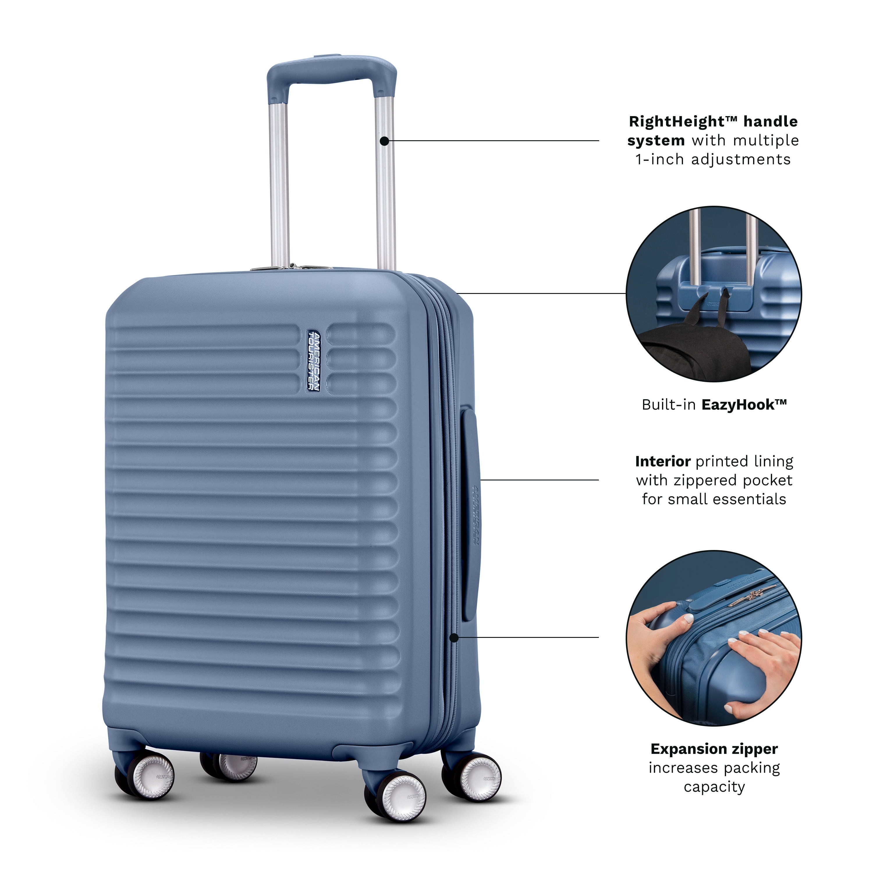 American Tourister Stratum 3.0 Medium Hardside Suitcase with Spinner Wheels - Elemental Blue - Image 7