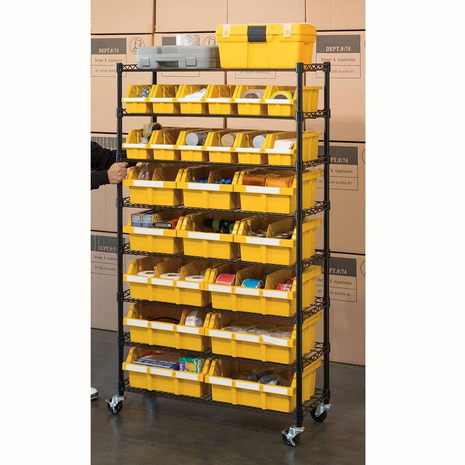 Seville Classics 8-Tier NSF 24-Bin Rack, 36" W x 14.25" D x 63.5" H, Yellow - Image 7