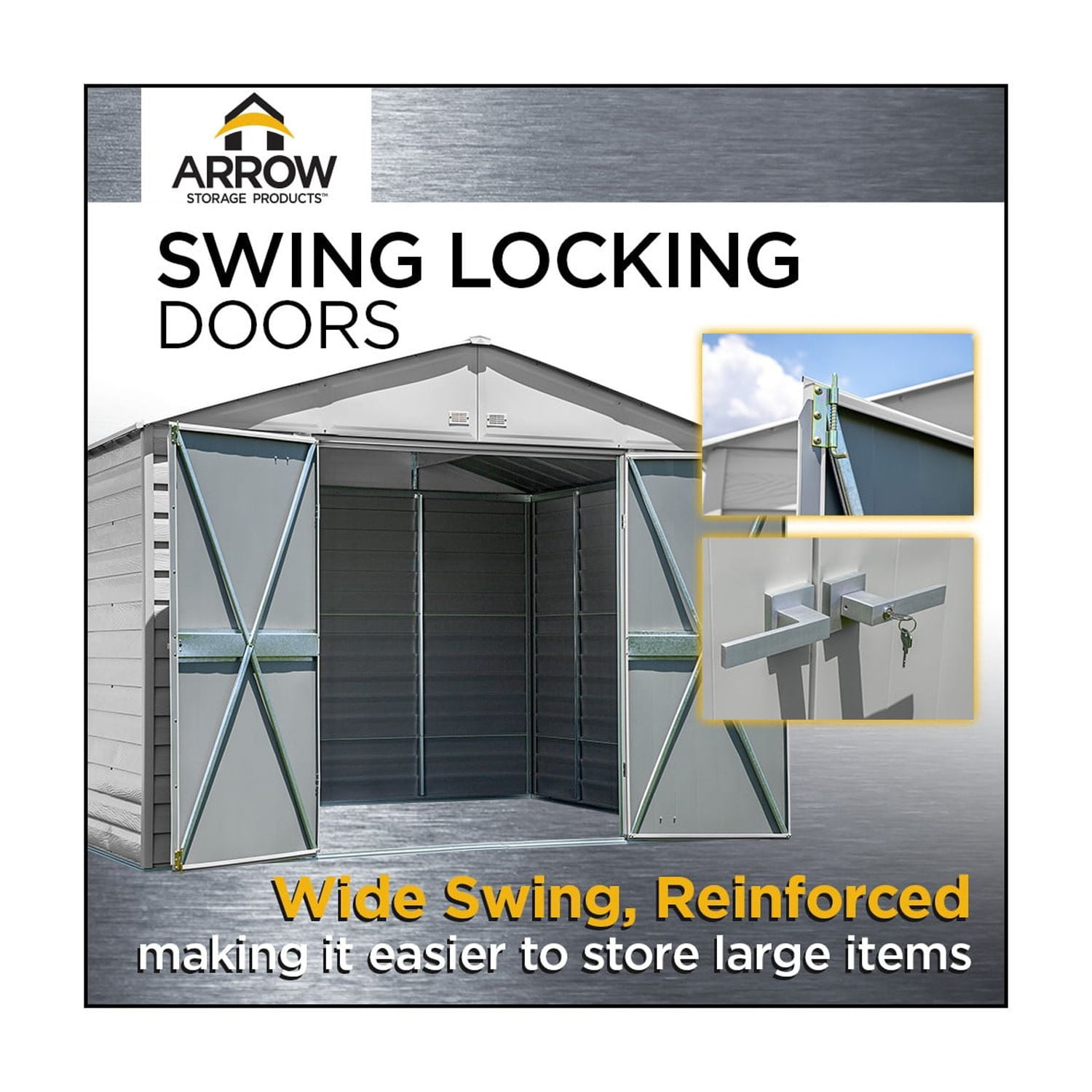 Arrow Select 6 x 7 x 7 ft Charcoal Steel Storage Shed - Image 9