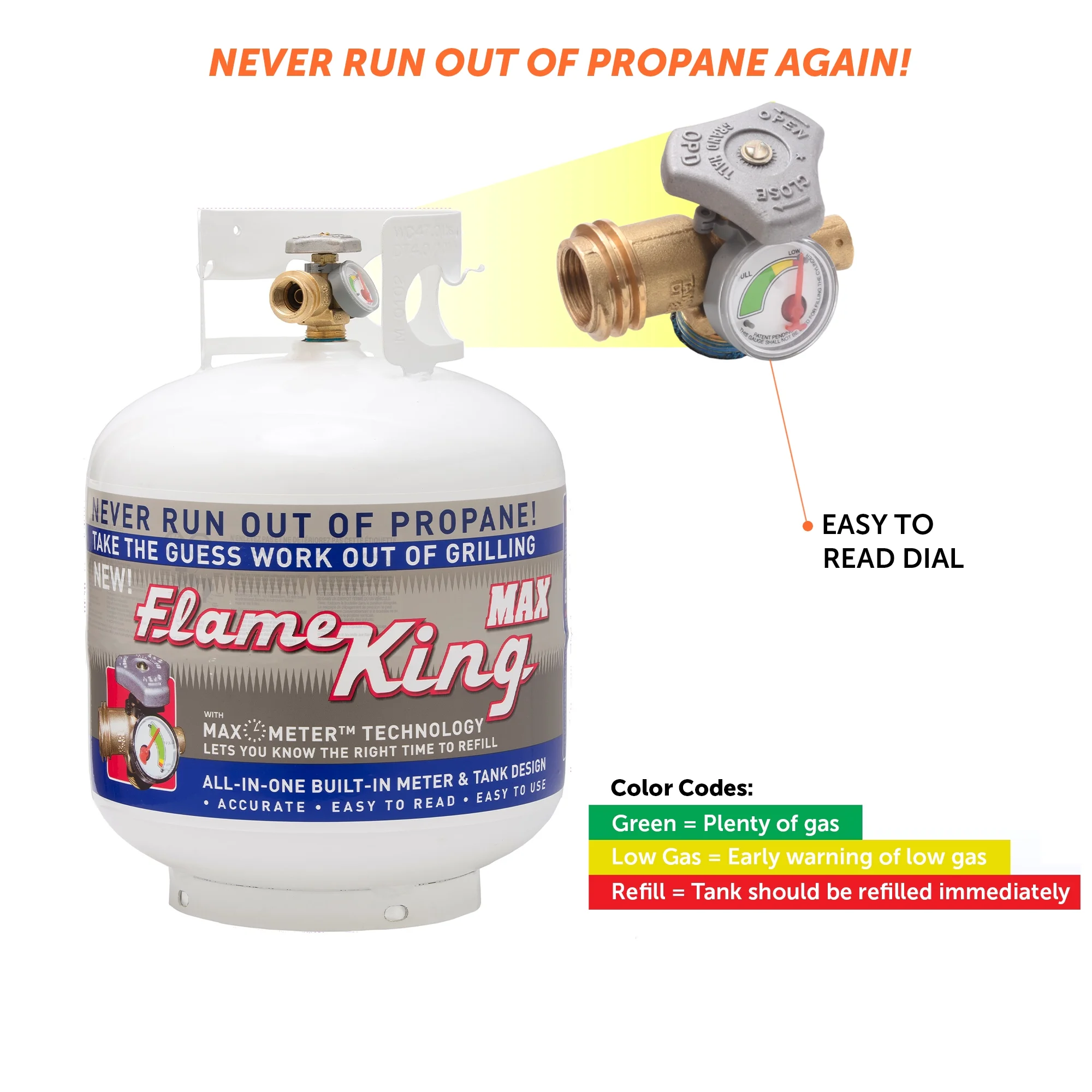 Flame King 20 lb Steel Empty LP Tank with Gauge - Image 8