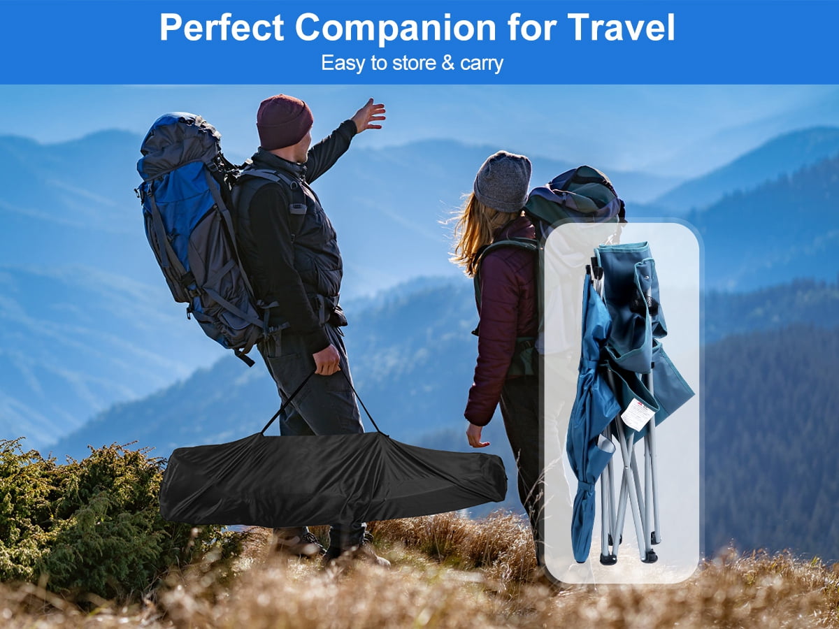 Moclever Canopy Beach Chair Folding Camping Chair with Cup Holder and Detachable Umbrella, Black - Image 5