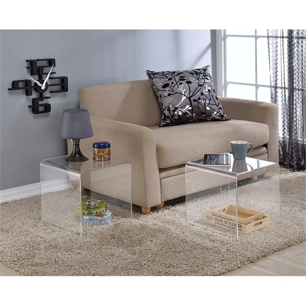 Fox Hill Trading Pure Decor Lucite Acrylic Cocktail Tables in Clear (Set of 2) - Image 3