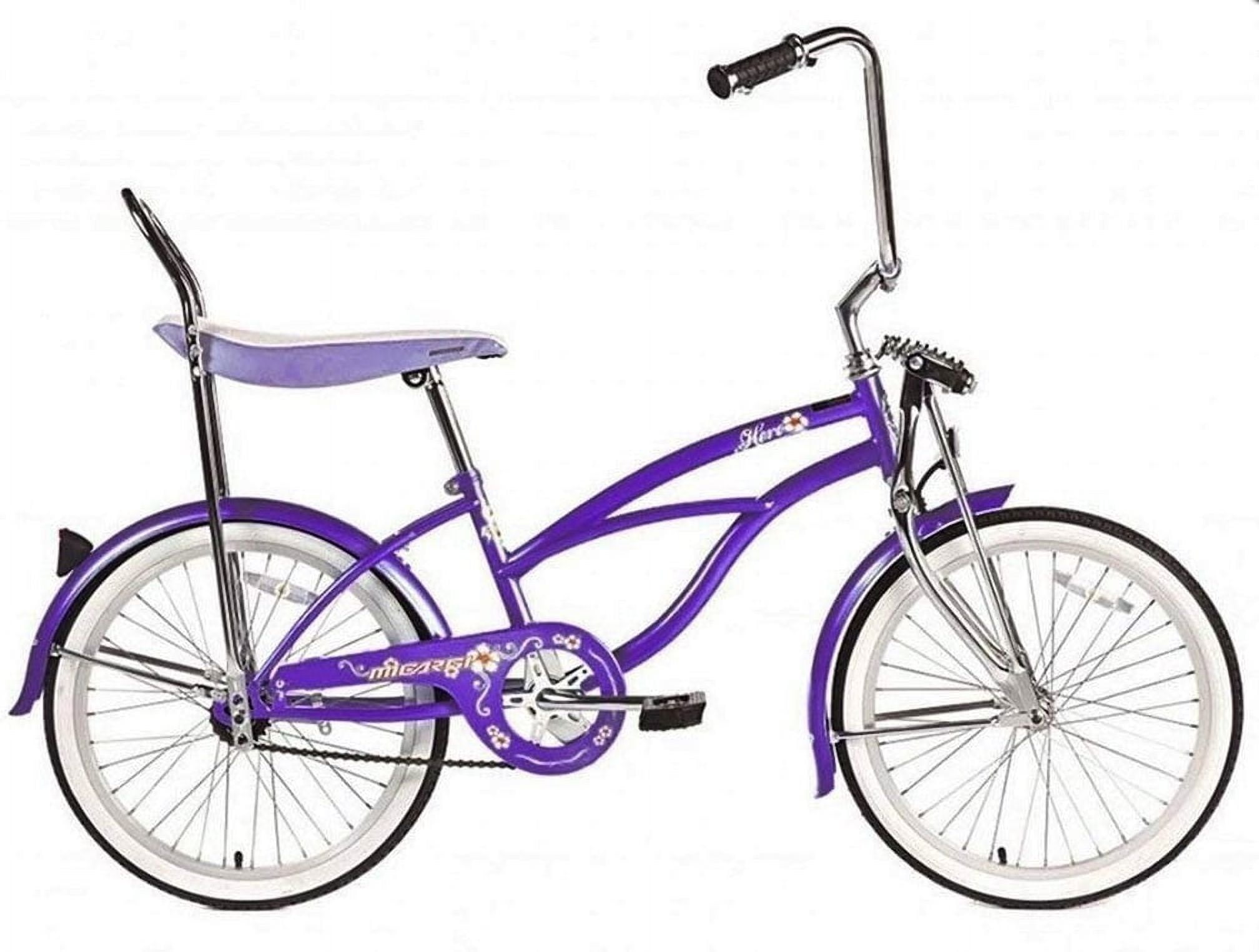 Wonder Wheels 20 In. Beach Cruiser Lowrider Coaster Brake Single Speed Bicycle, Bike With Banana Seat Stainless Steel Spokes One Piece Crank Alloy Rims 36 H - Purple - Image 2