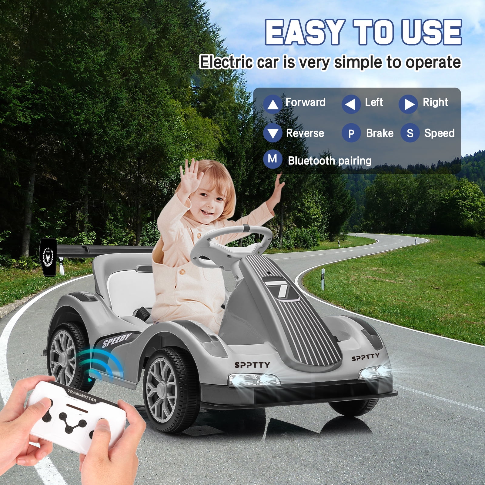 12V Electric Go-kart, Boys and Girls can Take in the Children's Toy Car, Equipped with a Remote Control and USB interface, with Music and Story Functions, A Children's Transportation Toy Gift - Image 3