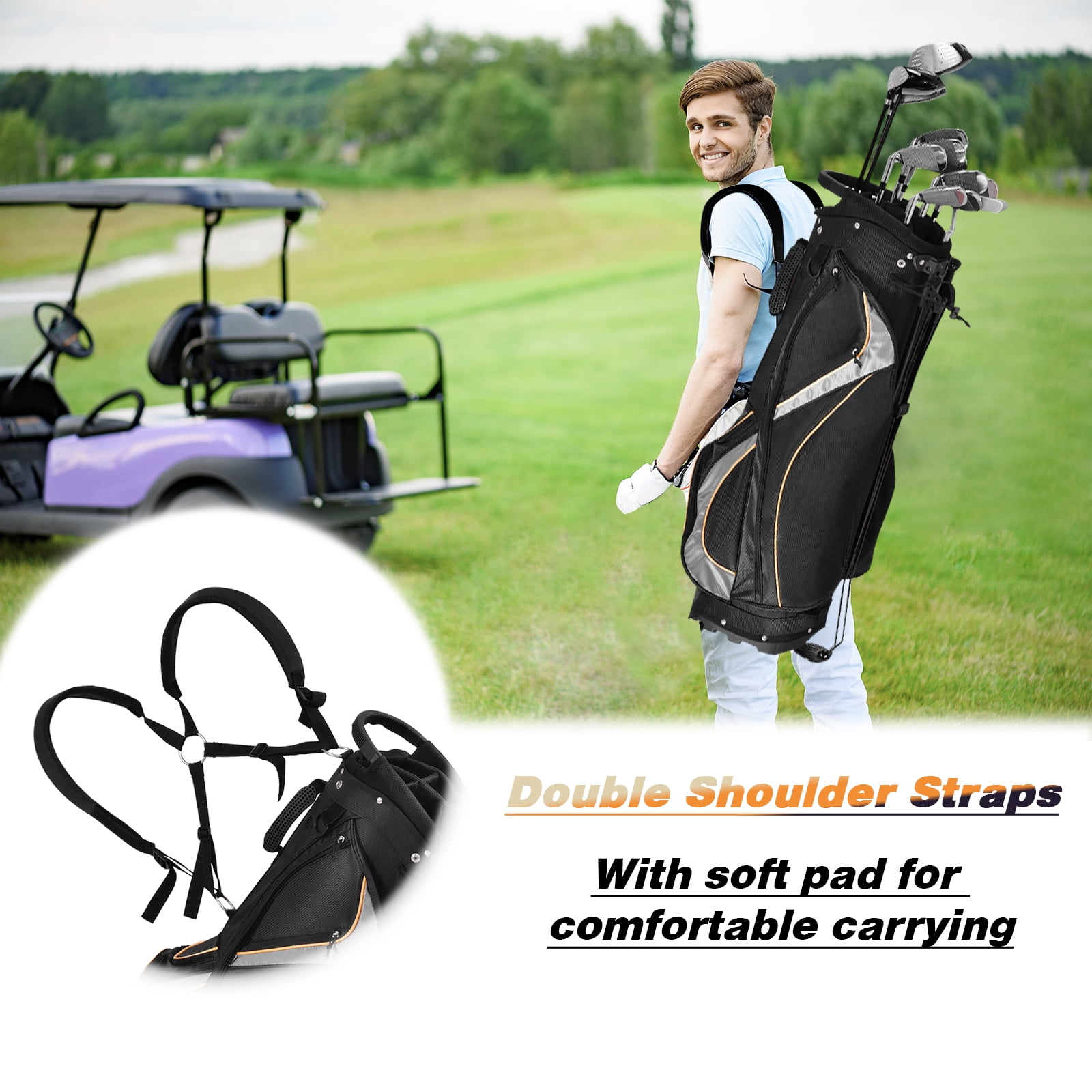 Costway Golf Stand Bag Portable Lightweight Golf Carry Club Bag w/ 8-way Divider - Image 9