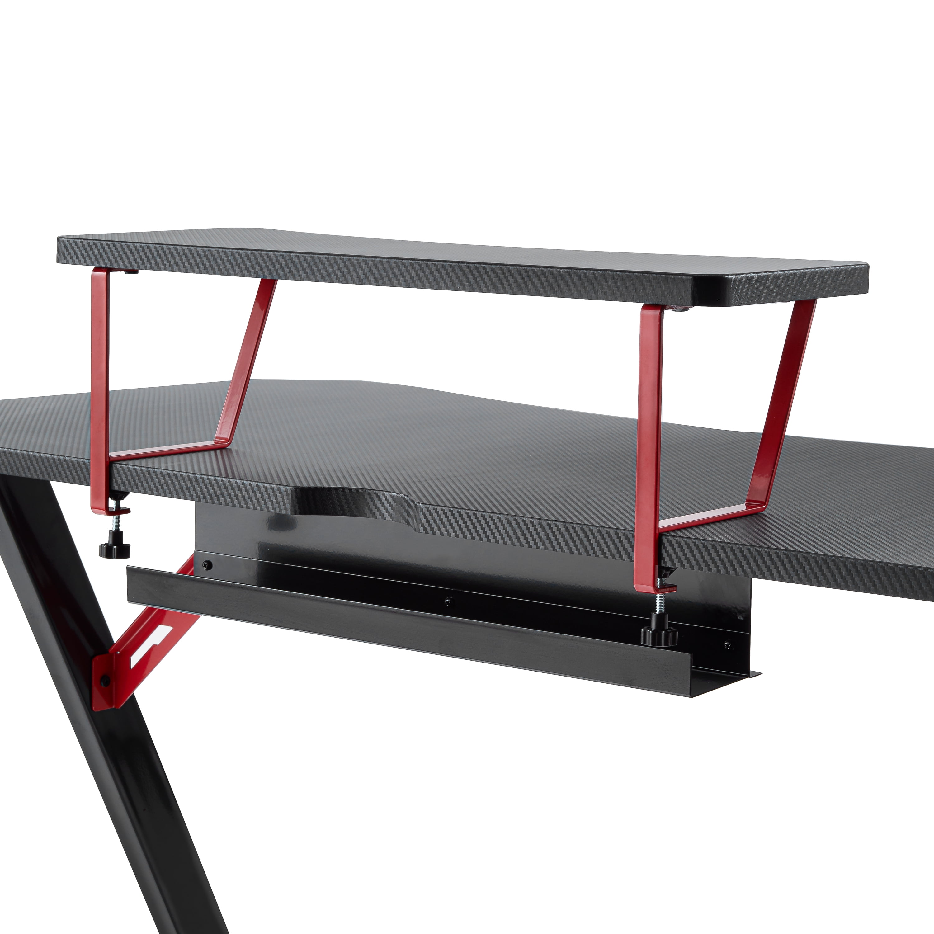 Seville Classics airLIFT Computer Writing Study Desk, Black and Red, 47" Carbon Fiber Z Frame - Image 4