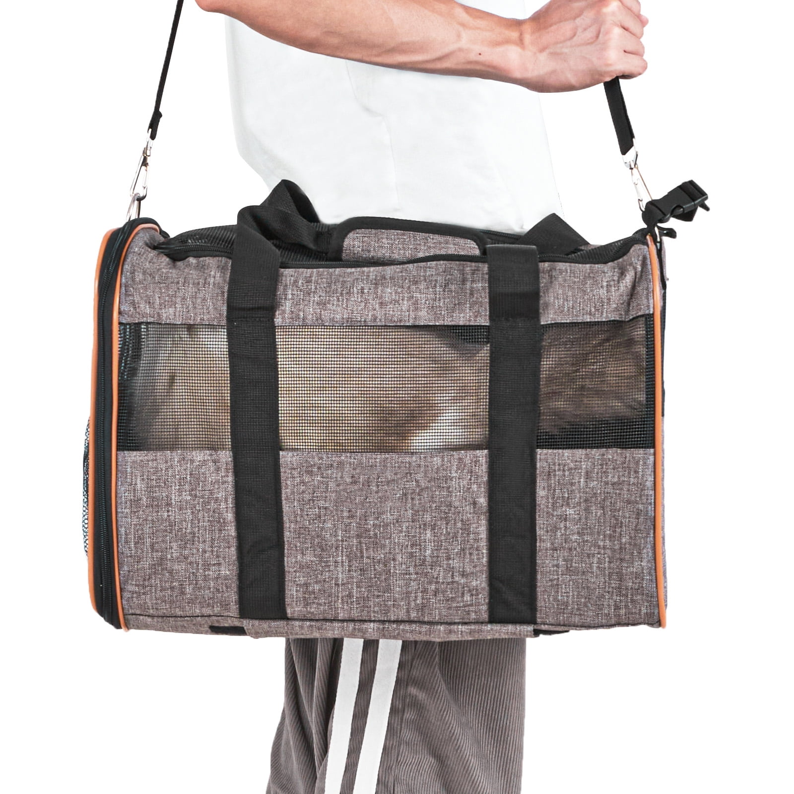 VEVOR Cat Carrier with Wheels Airline Approved Rolling Pet Carrier 22 lbs Grey for Cat Dog Small Medium Animals Kitten Puppy - Image 6