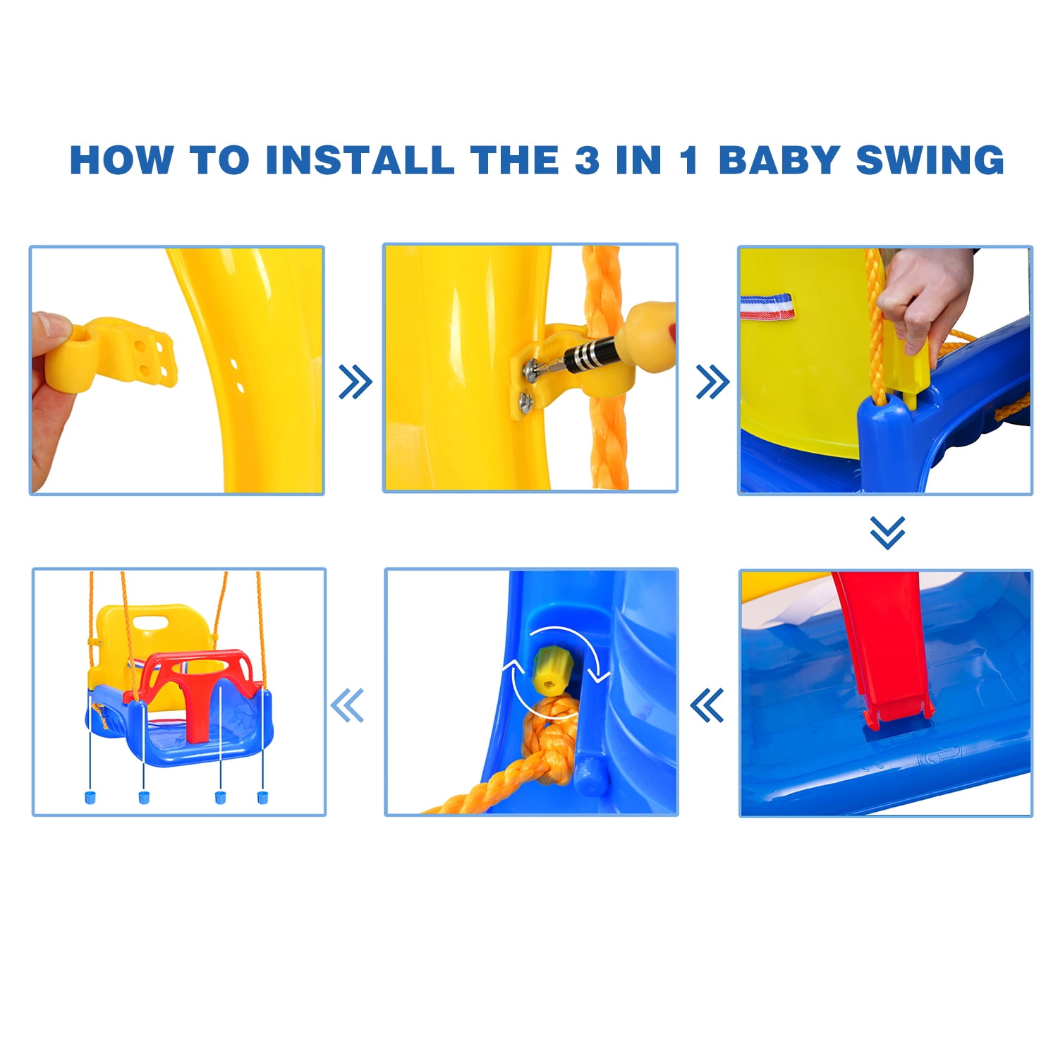 REDCAMP 3-in-1 High Back Baby Swing Seat, Toddler Swing, Indoor Outdoor, Adjustable Height, Anti-Flip, Kids Tree Swing Seat for Outside Playground - Image 4