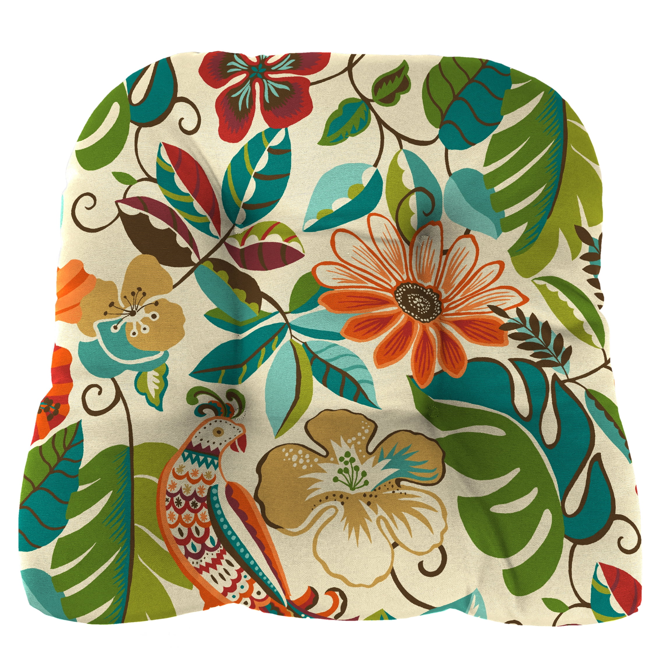 Jordan Manufacturing 3-Piece Lensing Jungle Multicolor Floral Tufted Outdoor Cushion with 1 Wicker Bench Cushion and 2 Wicker Seat Cushions - Image 2