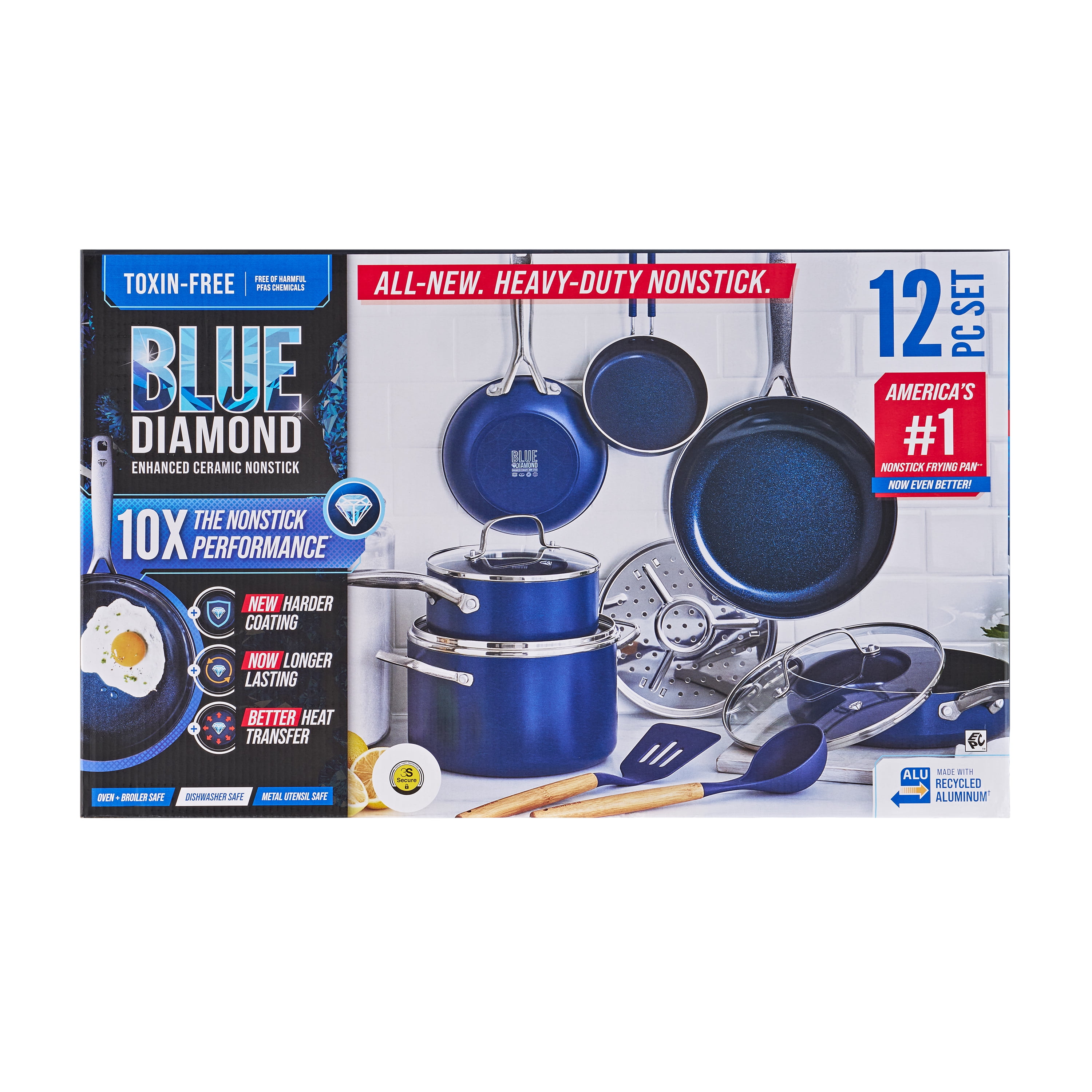 Blue Diamond 12-Piece Ceramic Nonstick Cookware Set – Toxin-Free, Dishwasher Safe, Oven Safe, Nonstick - Image 5