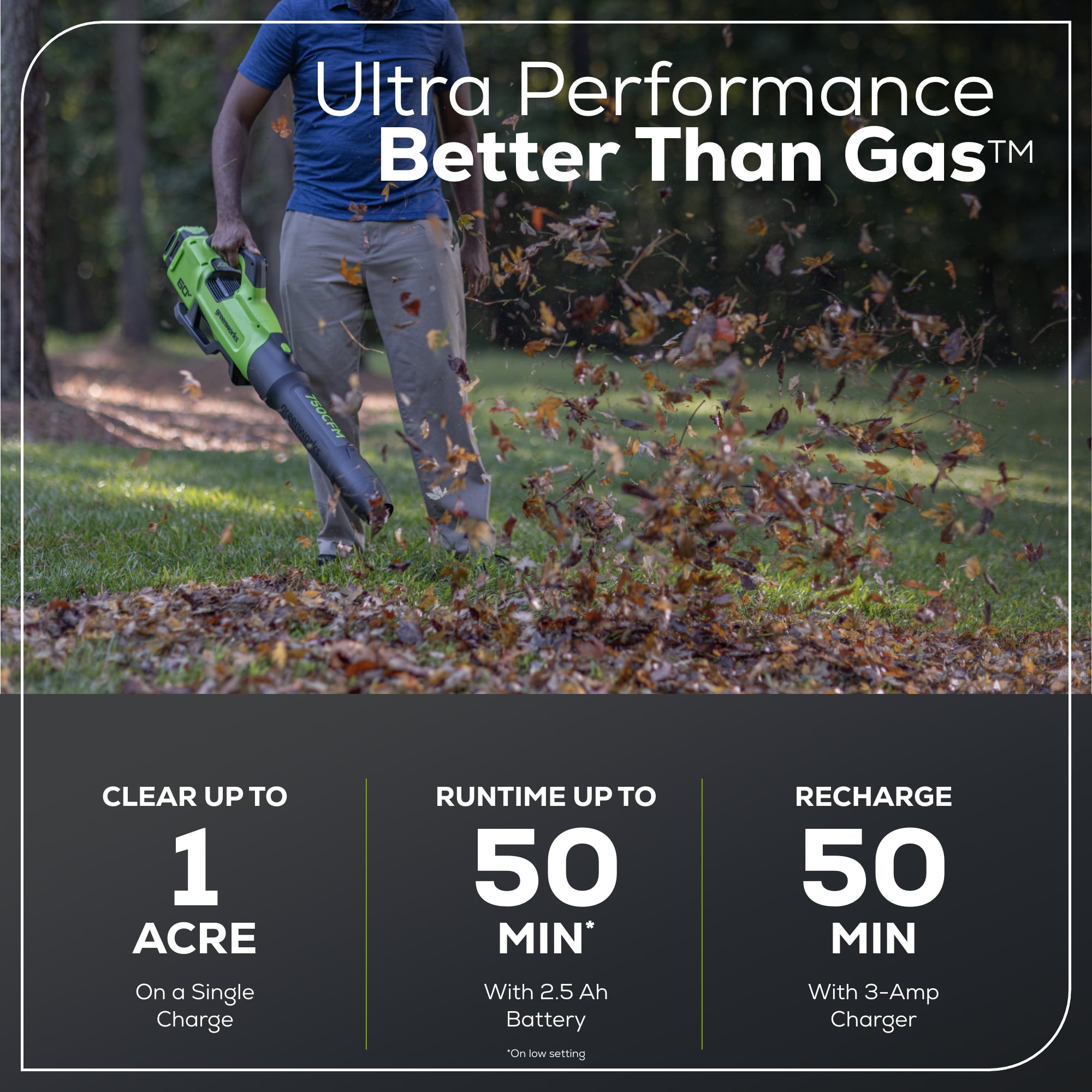 Greenworks 60V 16" String Trimmer & 750 cfm 180 mph Blower Combo + 2.5Ah Battery & Charger - Image 5