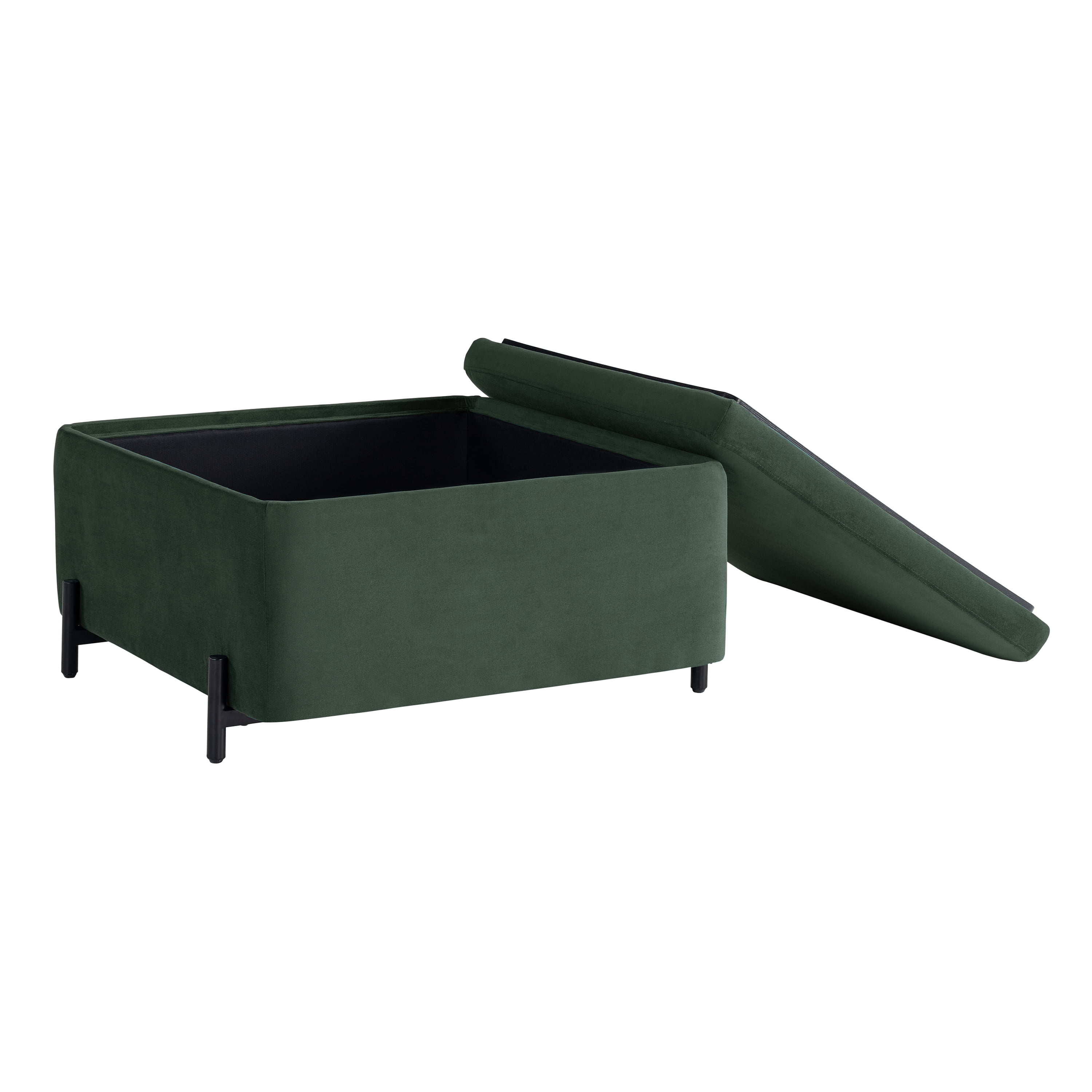 Studio Living Kingston Modern Large Storage Ottoman, Green Velvet Fabric - Image 5