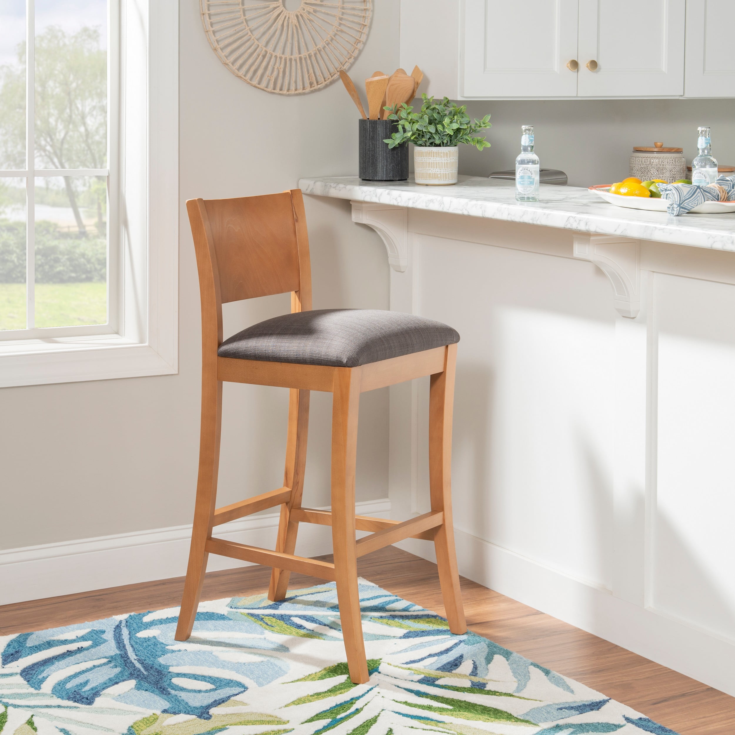 Linon Verica 30" Mid Back Barstools, Set of 2, Brown/Charcoal - Image 2