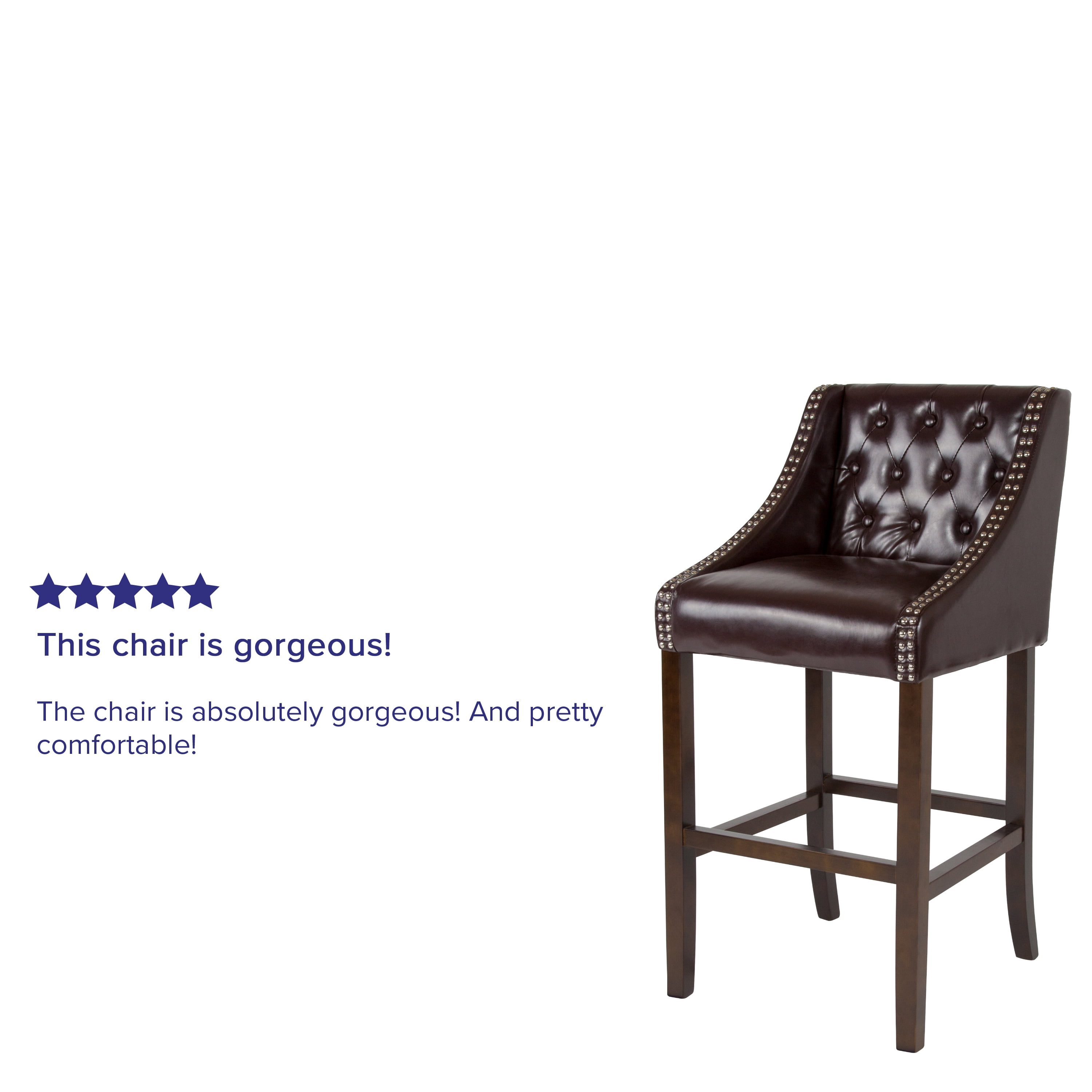 Flash Furniture Carmel Series Tufted Bar Stool Nailhead Trim, Brown LeatherSoft - Image 12