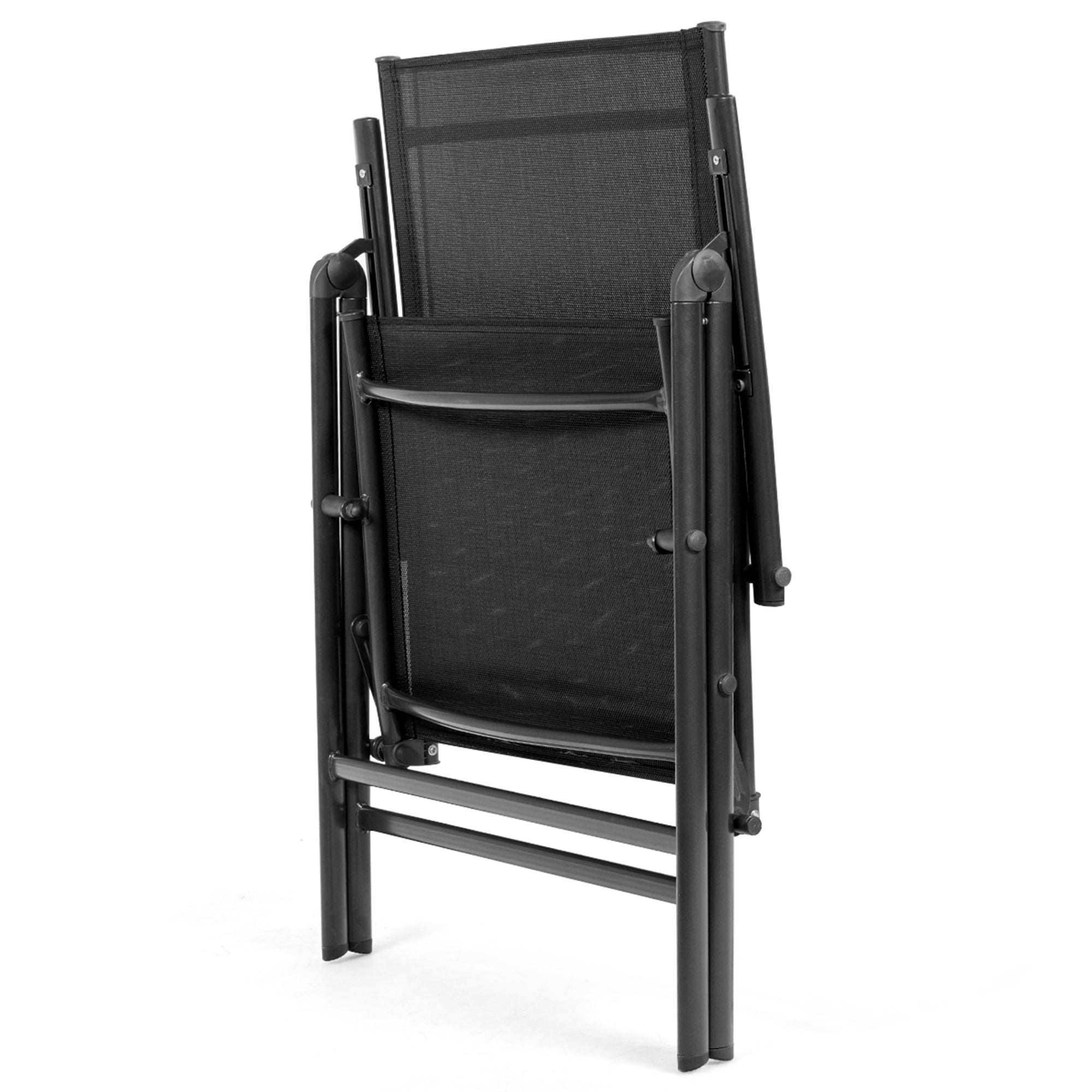 Costway Set of 2 Patio Folding Chair Recliner Adjustable Black - Image 4