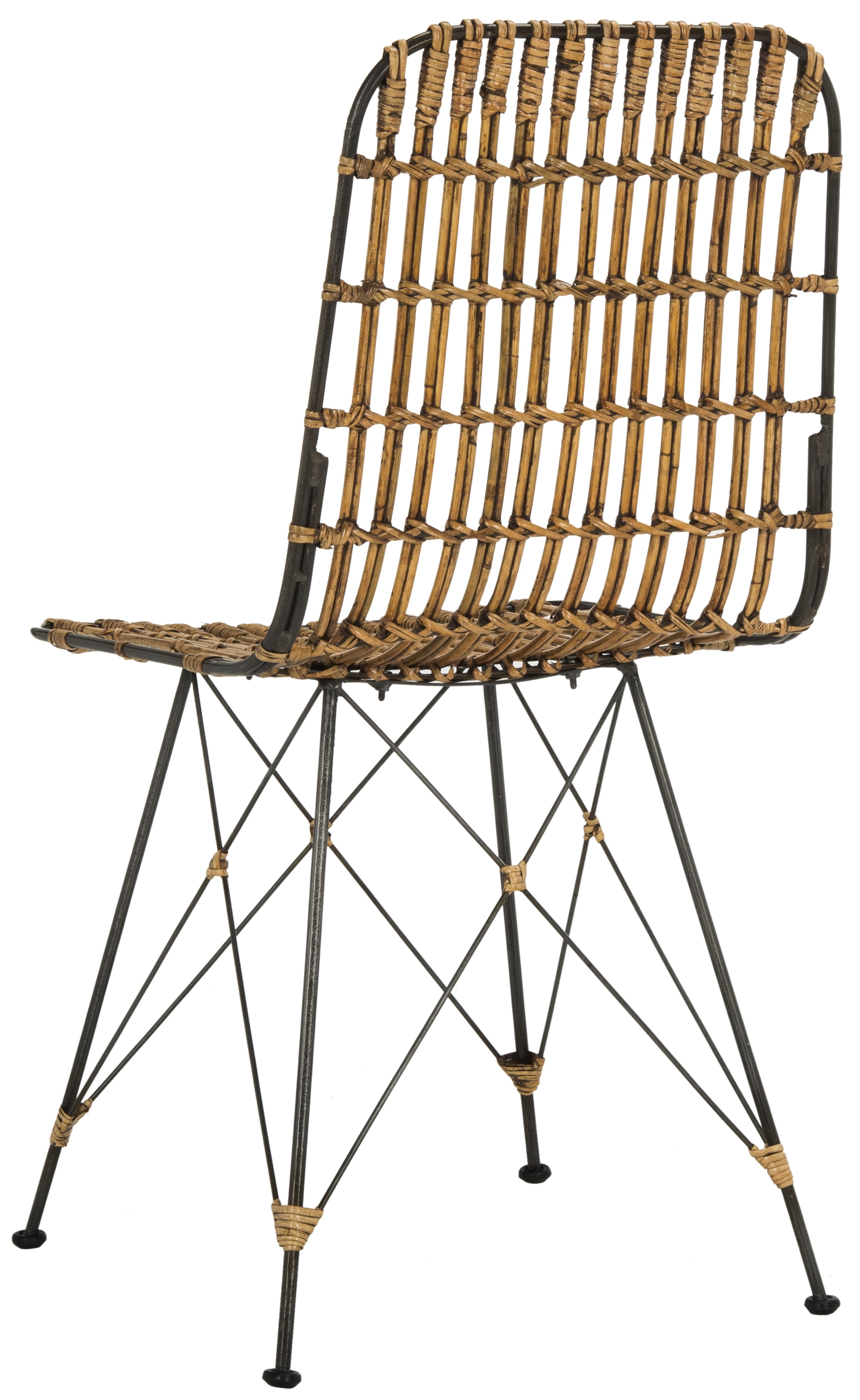 SAFAVIEH Minerva 19" High Wicker Dining Chair, Natural Brown Wash, Set of 2 - Image 6