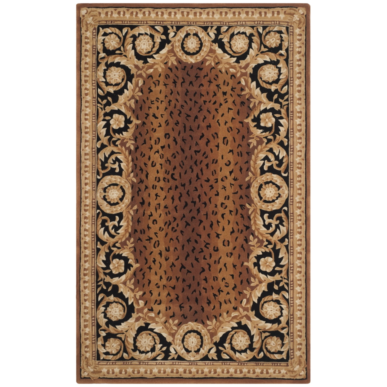 SAFAVIEH Naples Karenza Oriental Wool Area Rug, Black/Gold, 4' x 6' - Image 3