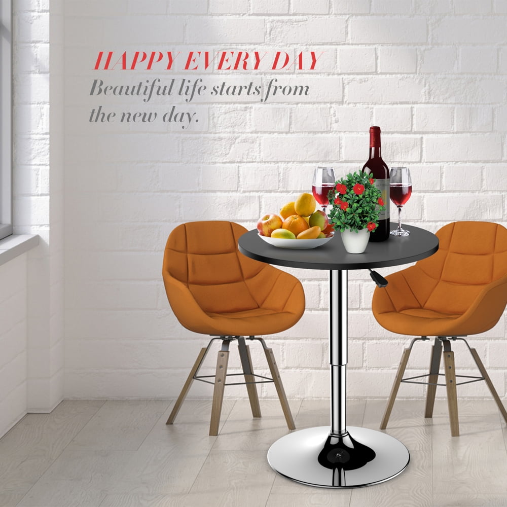 Renwick 27.5"- 36" Adjustable Pub Round Table with 360° Swivel for Bistro Cafe, Black Top - Image 3