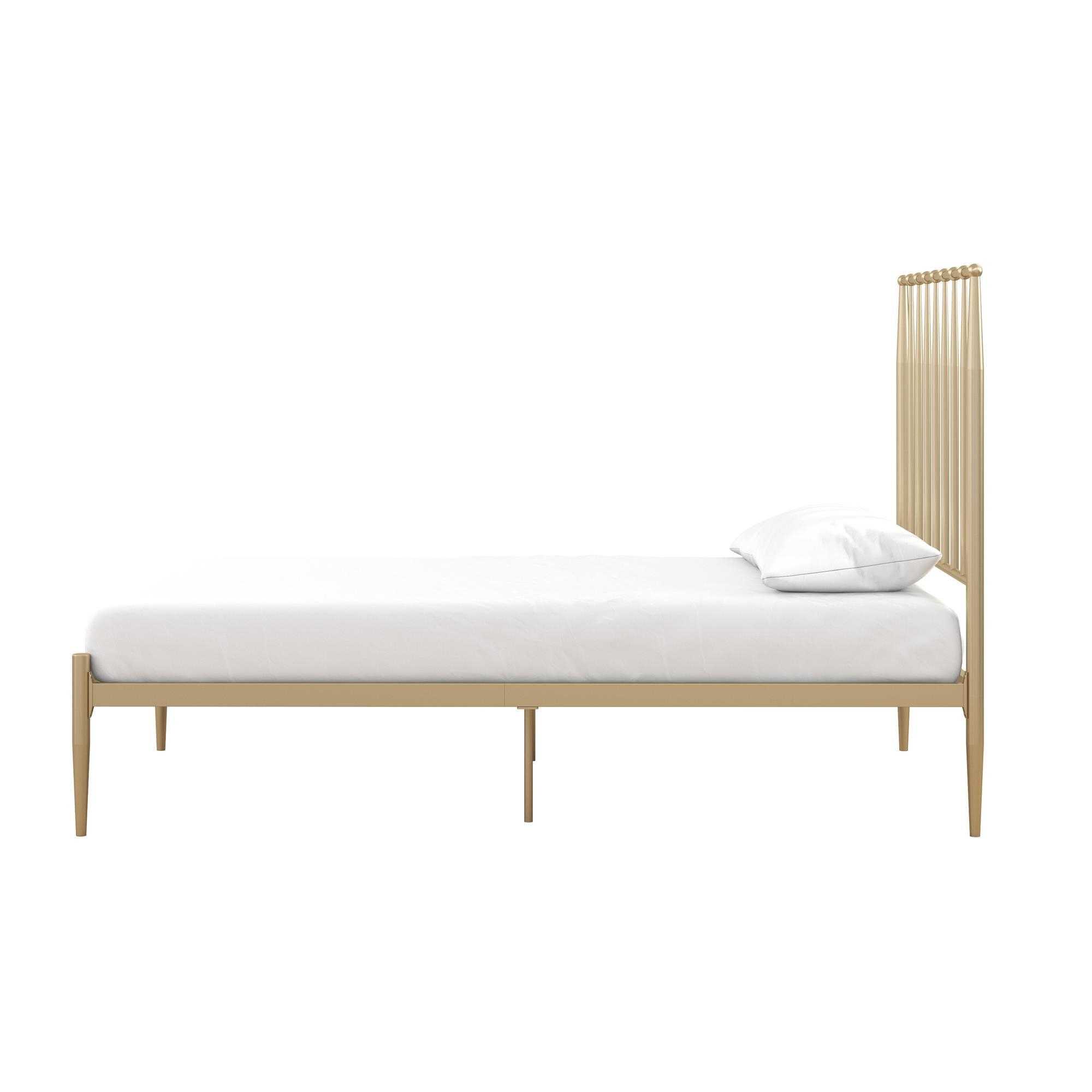 DHP Giulia Metal Platform Bed with Headboard and Underbed Storage Space, Twin, Gold - Image 4