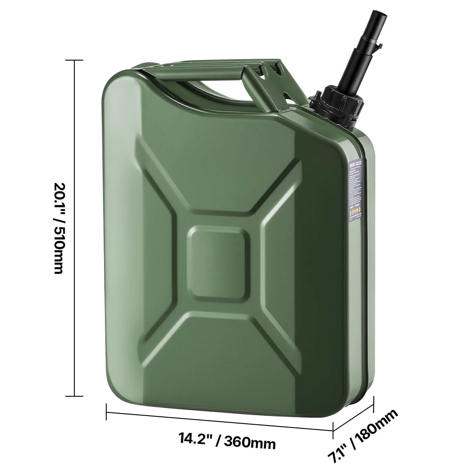BENTISM, 5.3 Gallon / 20 L Portable Jerry Gas Can Flexible Spout System 2pcs Green - Image 2