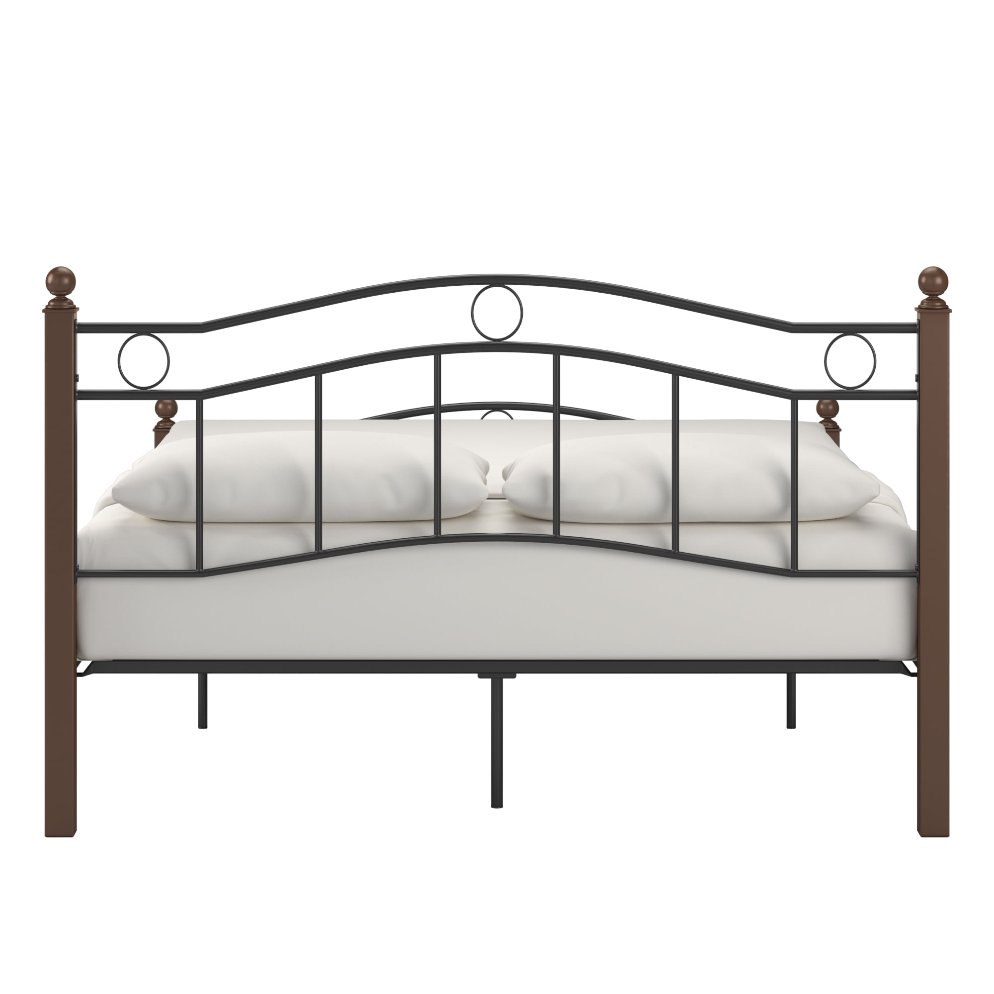 Weston Home Abigail Square Post and Black Metal Adult Platform Queen Bed, Brown - Image 3