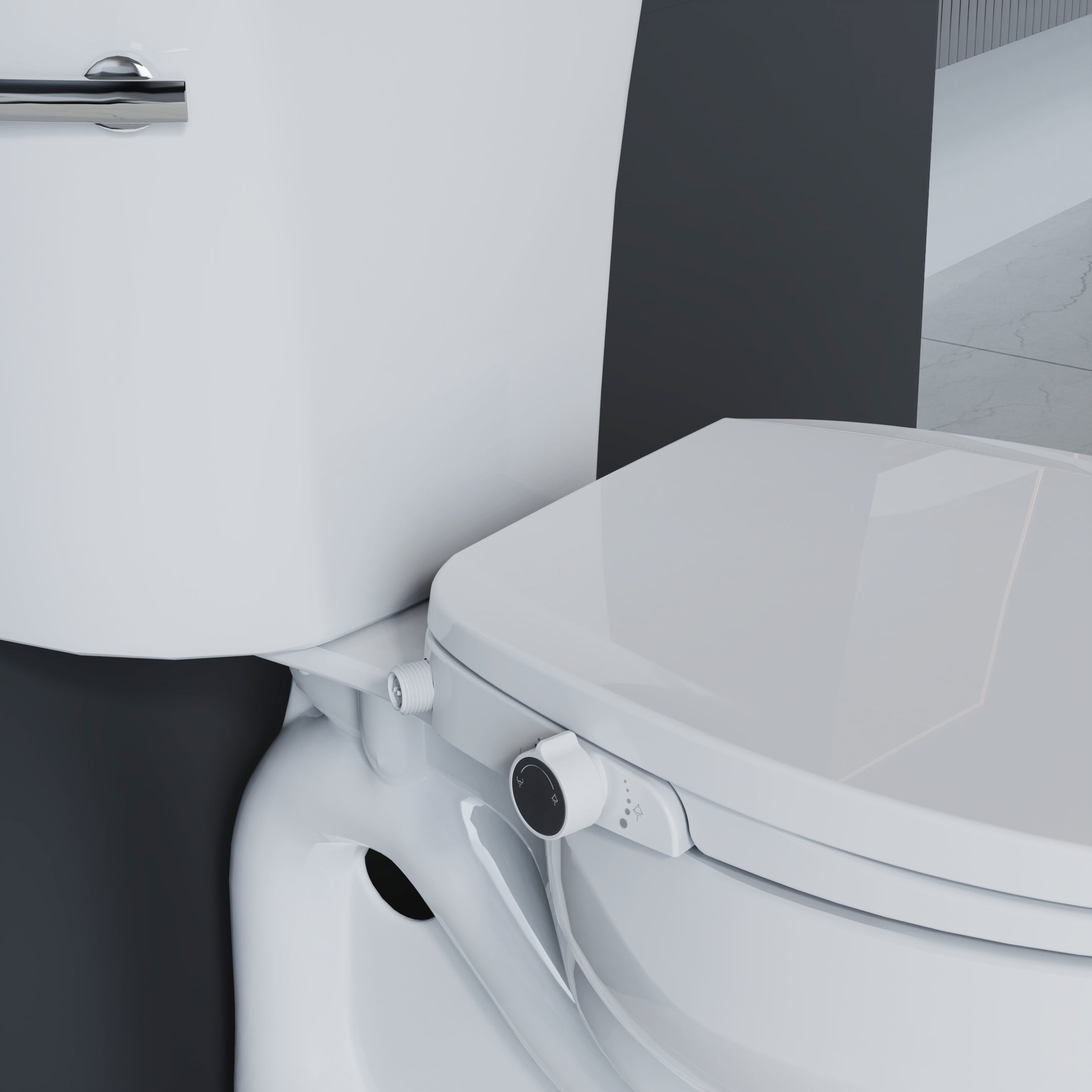 Mainstays Round Non-Electric Bidet Toilet Seat with Dual Self-Cleaning Nozzles, Daisy White - Image 7