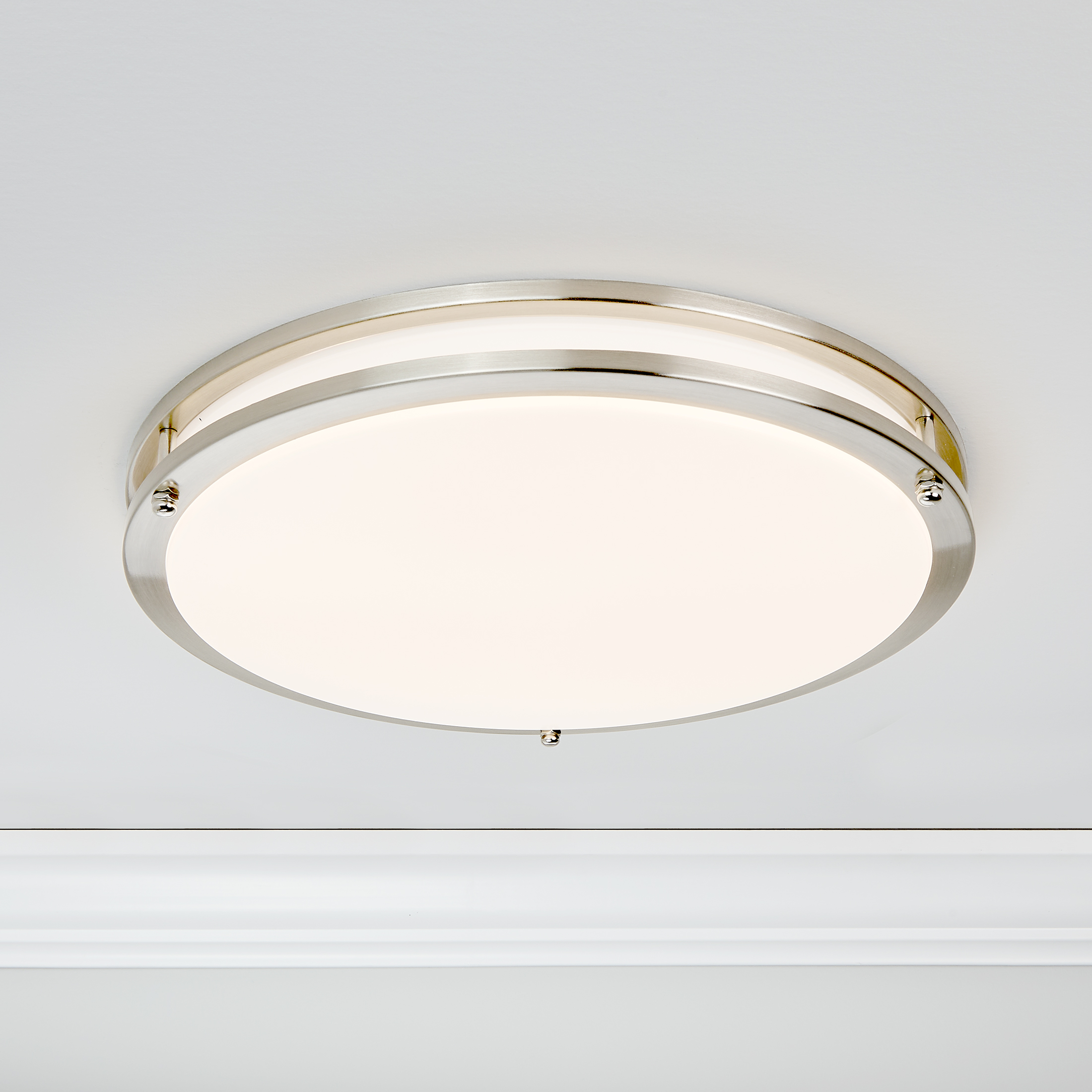 Maxxima Luvoni 14 in. Smart WiFi LED Ceiling Light - Dual Ring Satin Nickel 1600 Lumens Dimmable Flush Mount, CCT Selectable 2700K-6000K, Google Assistant and Alexa Compatible for Living Room Lighting - Image 8