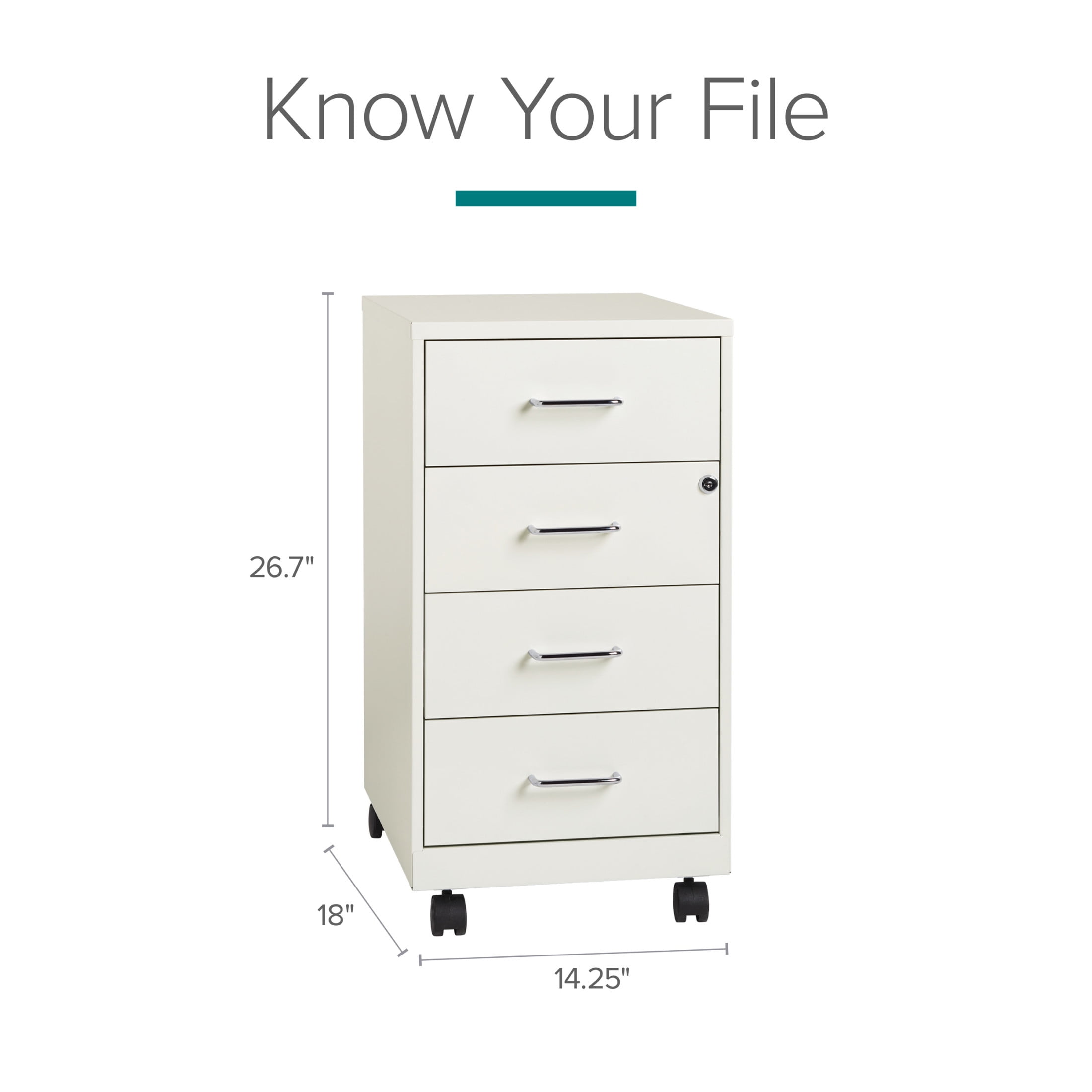 Space Solutions 18" Deep 4 Drawer Metal Mobile Organizer, 4 Box Drawers, Locking, White - Image 17