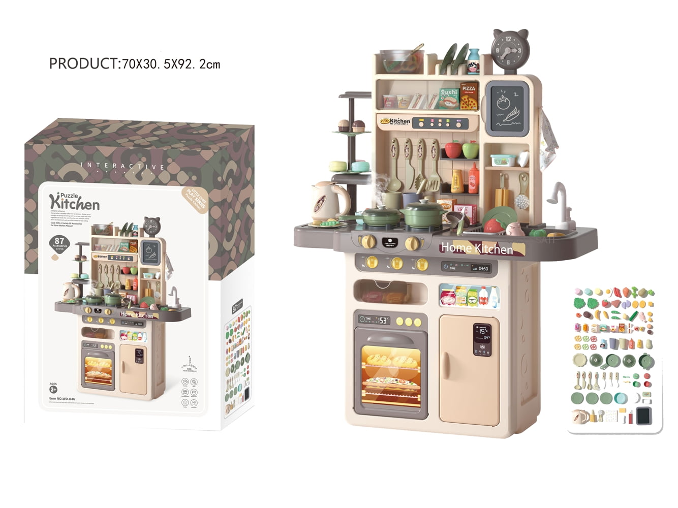 Kitchen Set for Kids 87 Pcs Gray, Big Modern Kitchen Set for Toddlers VALESSATI +3 Years - Image 6