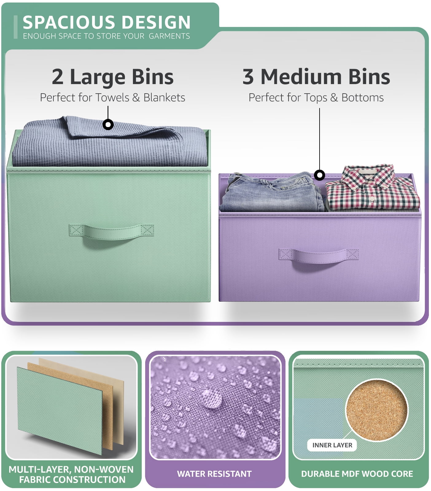 Sorbus Dresser with 5 Drawers -(Pastel/Black) - Image 2