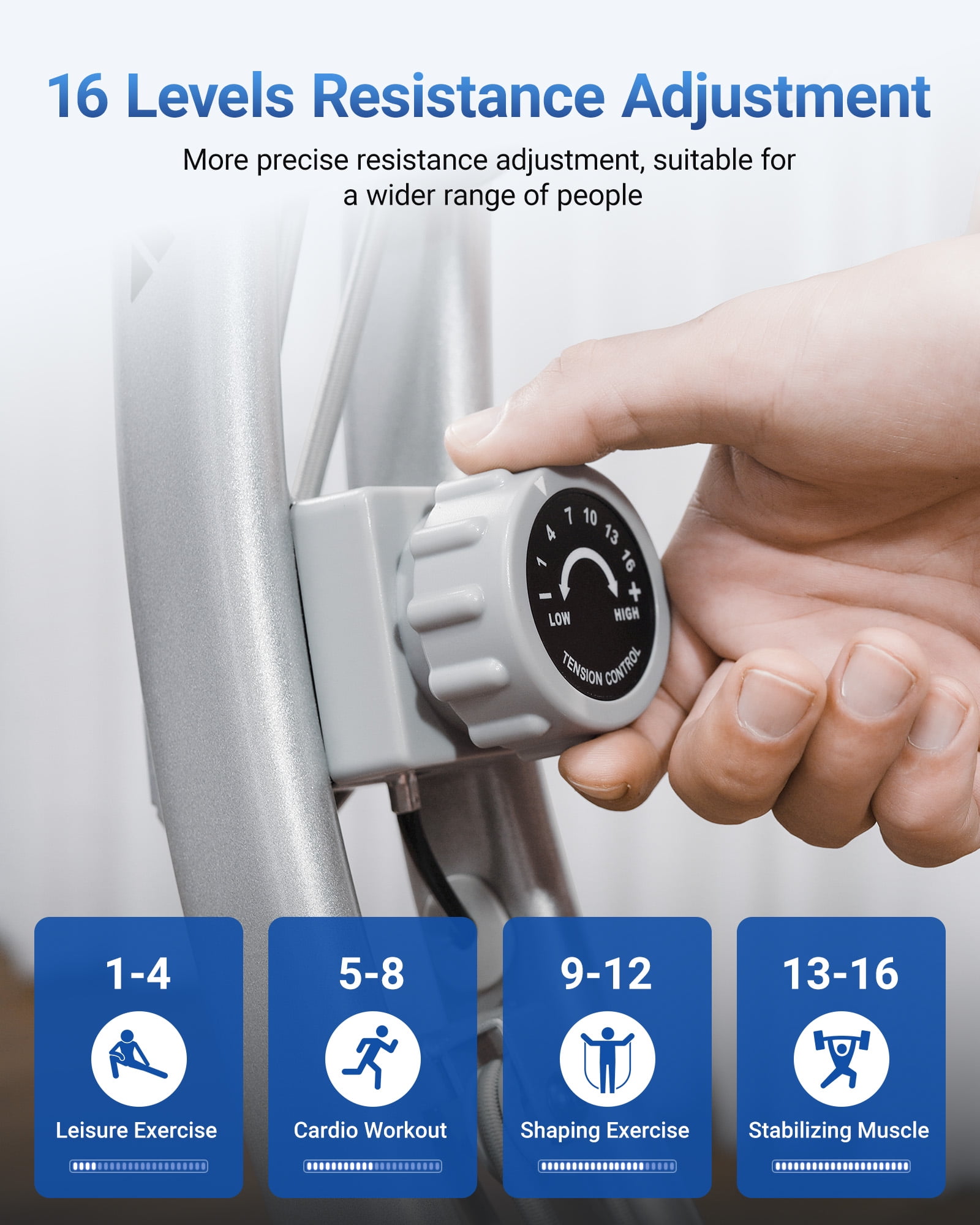 MERACH Folding Exercise Bike, 4 in 1 Magnetic Upright Bike with 16 Levels of Resistance for Home Indoor Cardio Workout Max Weight 300 lbs - Image 5