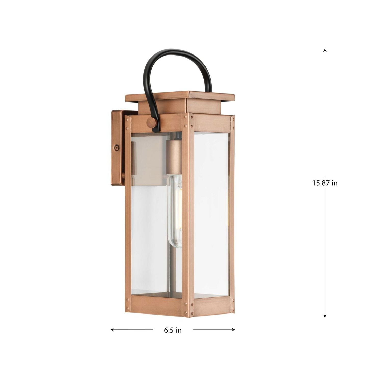 Union Square One-Light Small Antique Copper Urban Industrial Outdoor Wall Lantern - Image 6