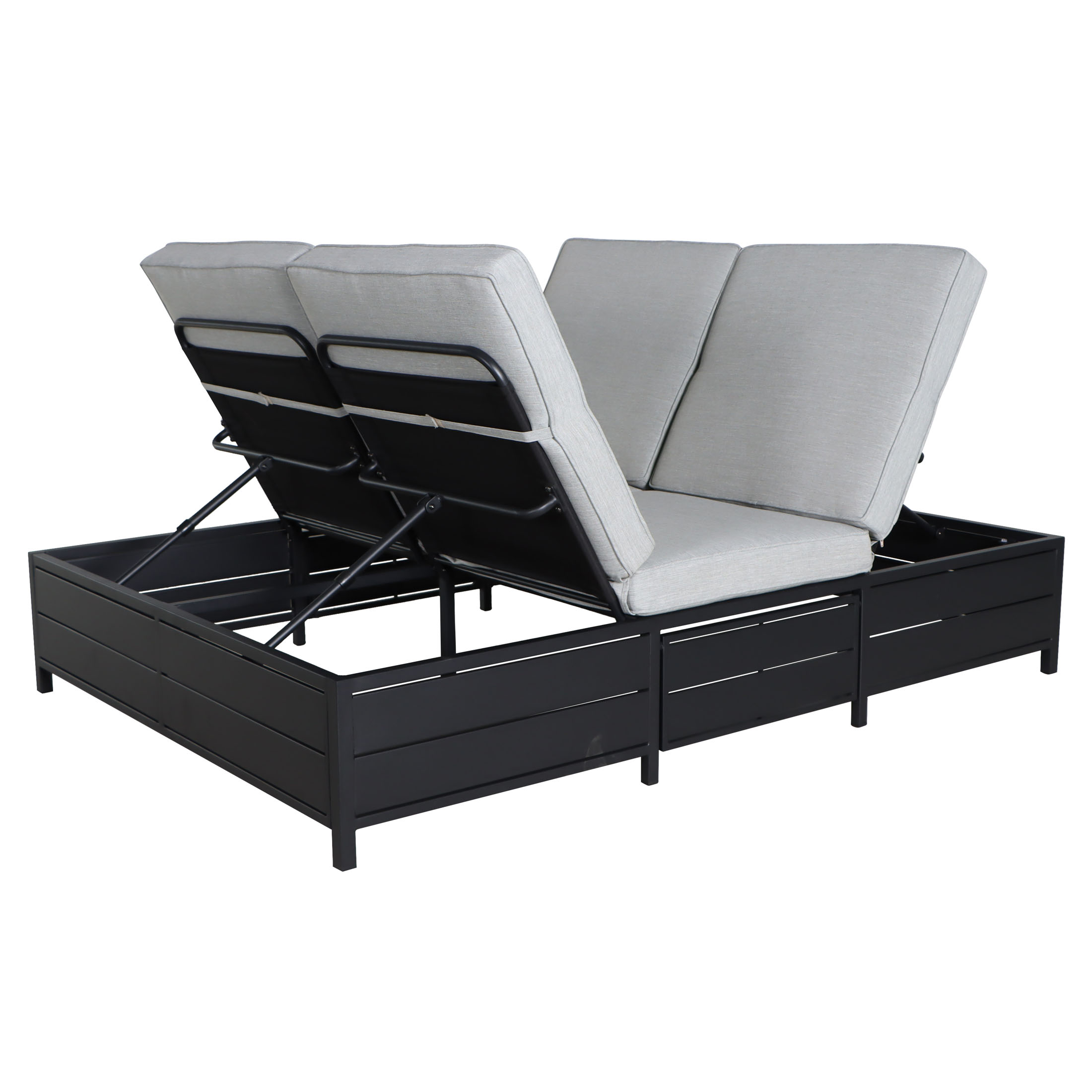 Mainstays Asher Springs Outdoor Double Chaise Lounge Bench- Black & Gray - Image 7