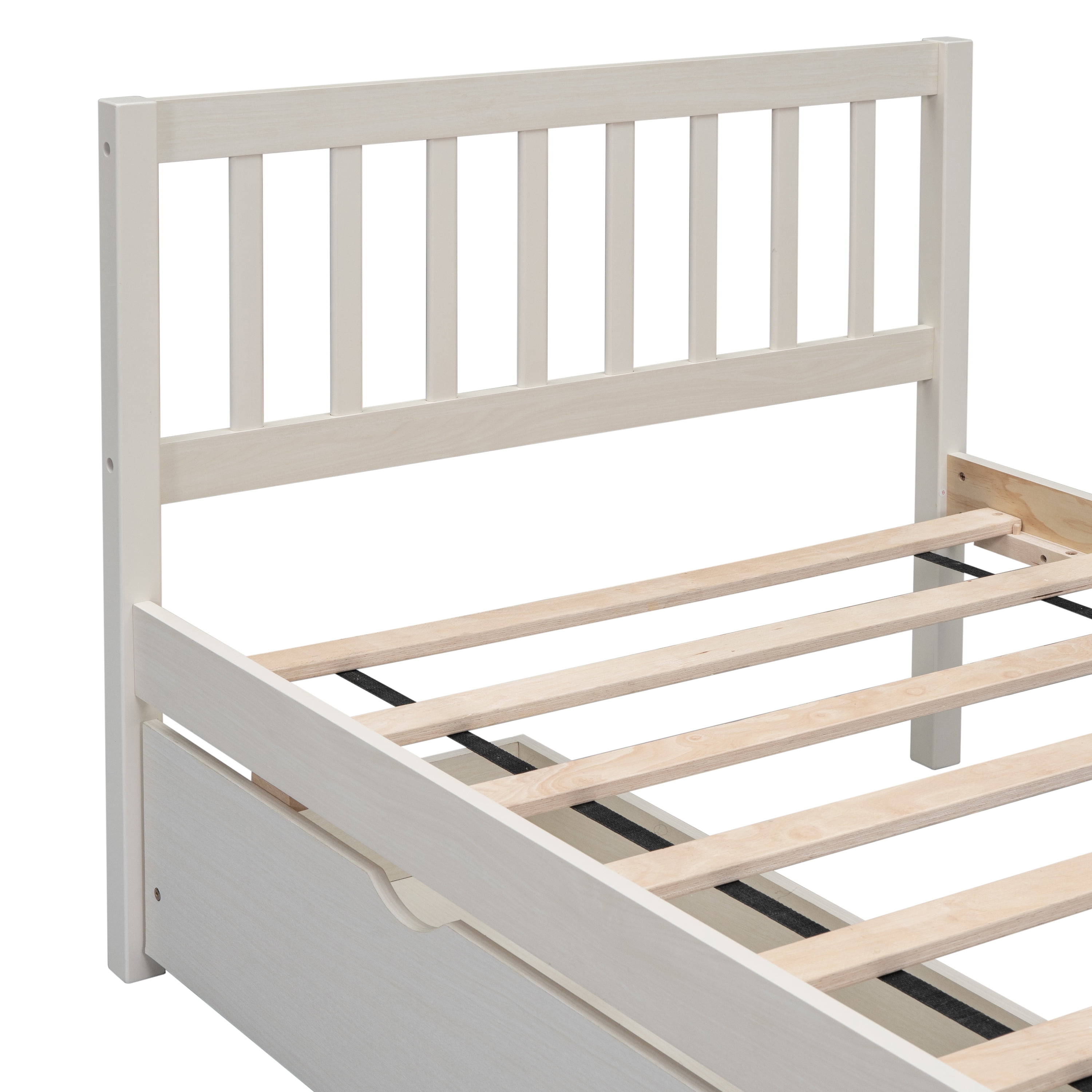 Miniyam Wood Twin Bed with Storage Drawers for Kids and Teens, White - Image 3