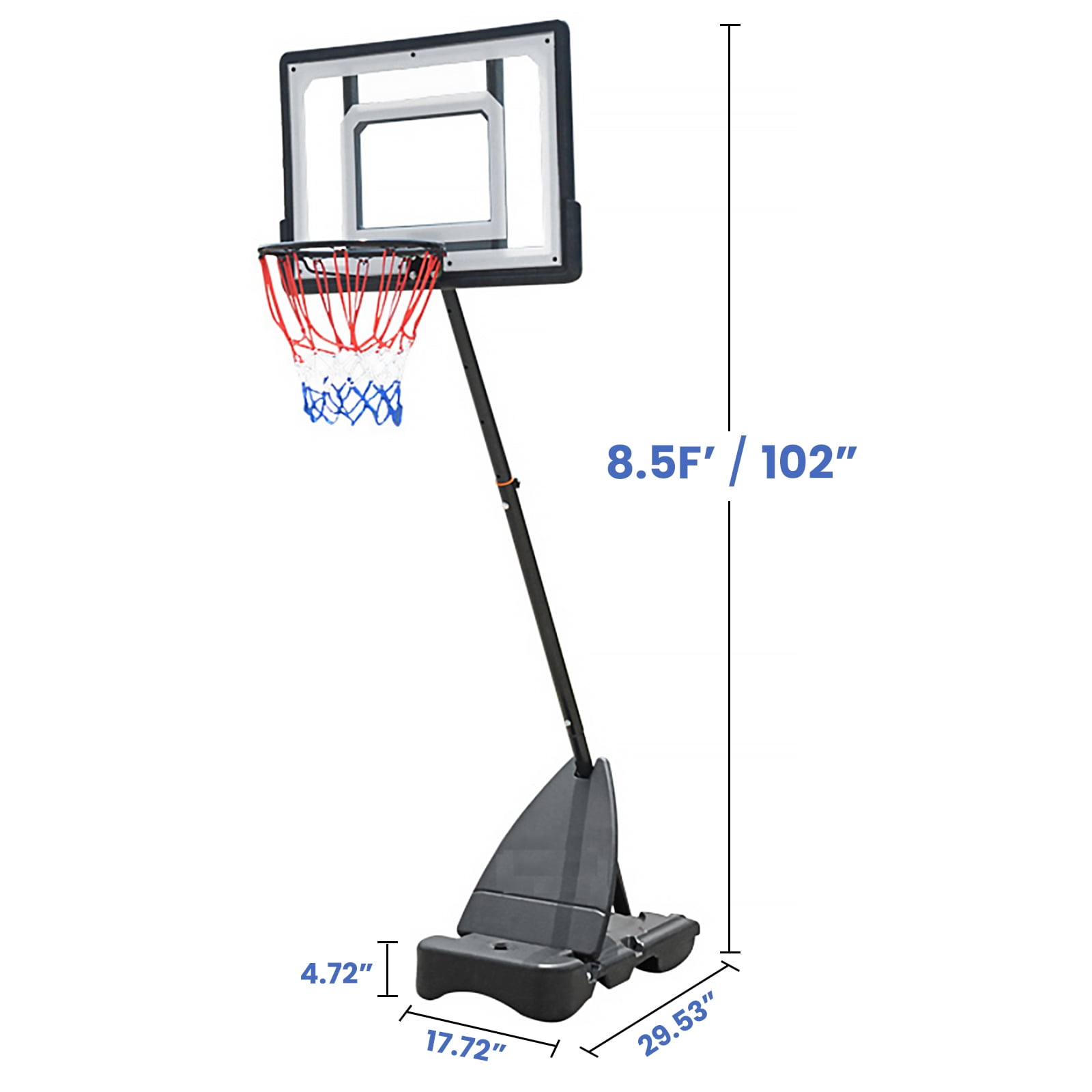 Basketball Hoop with Basketball for Kids Adults 33",Vecukty Adjustable Height 5-8.5' Portable Pool Basketball Goal Outdoor Indoor - Image 4