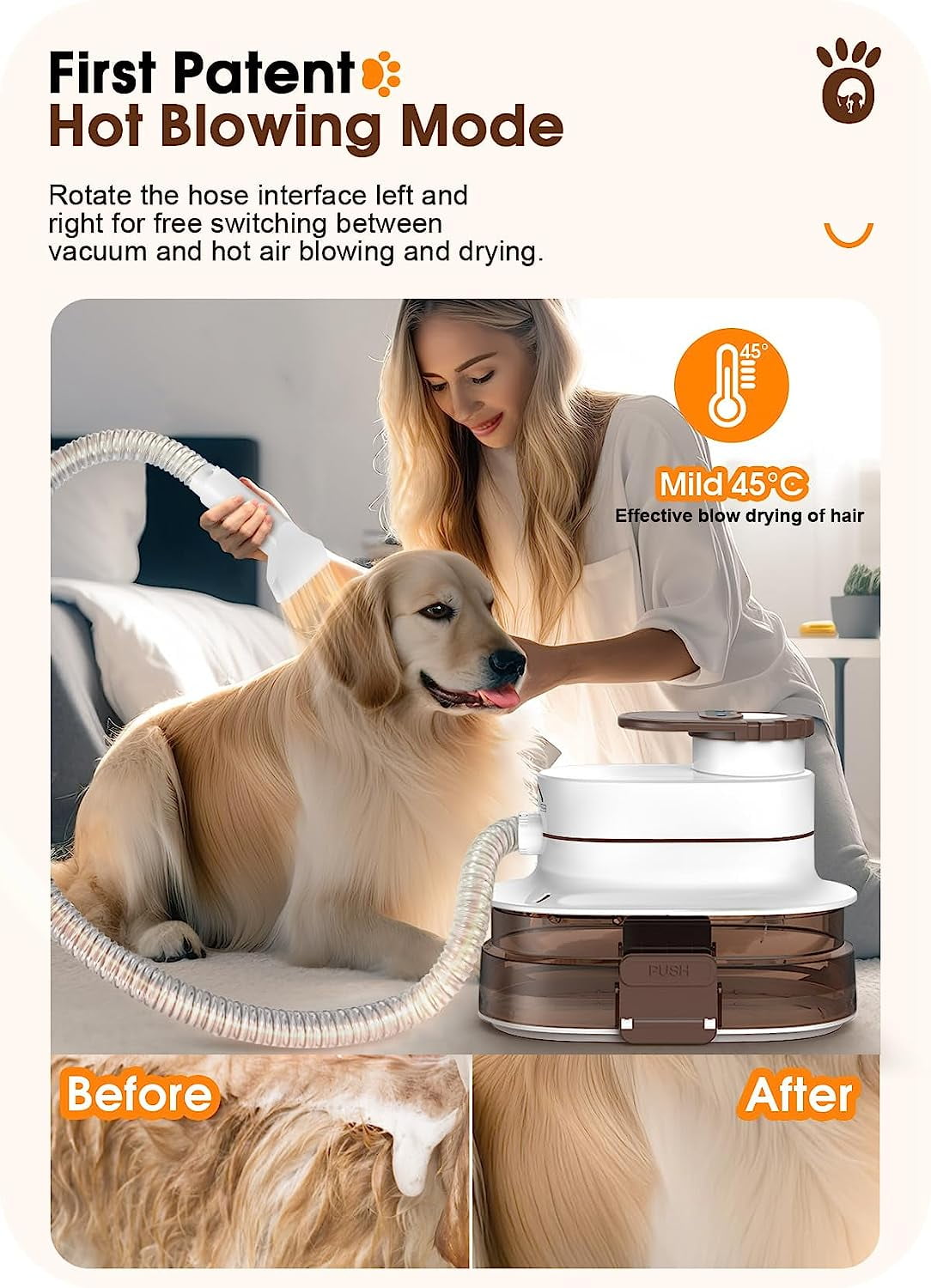 Prociv Pet Grooming Kit - 4.0L Blowing & Sucking Pet Grooming Vacuum, 99% Pet Hair Suction. Quiet Professional Grooming Clippers & Pet Heat Blowers with 7 Proven Tools for Dogs, Cats & More - Image 6