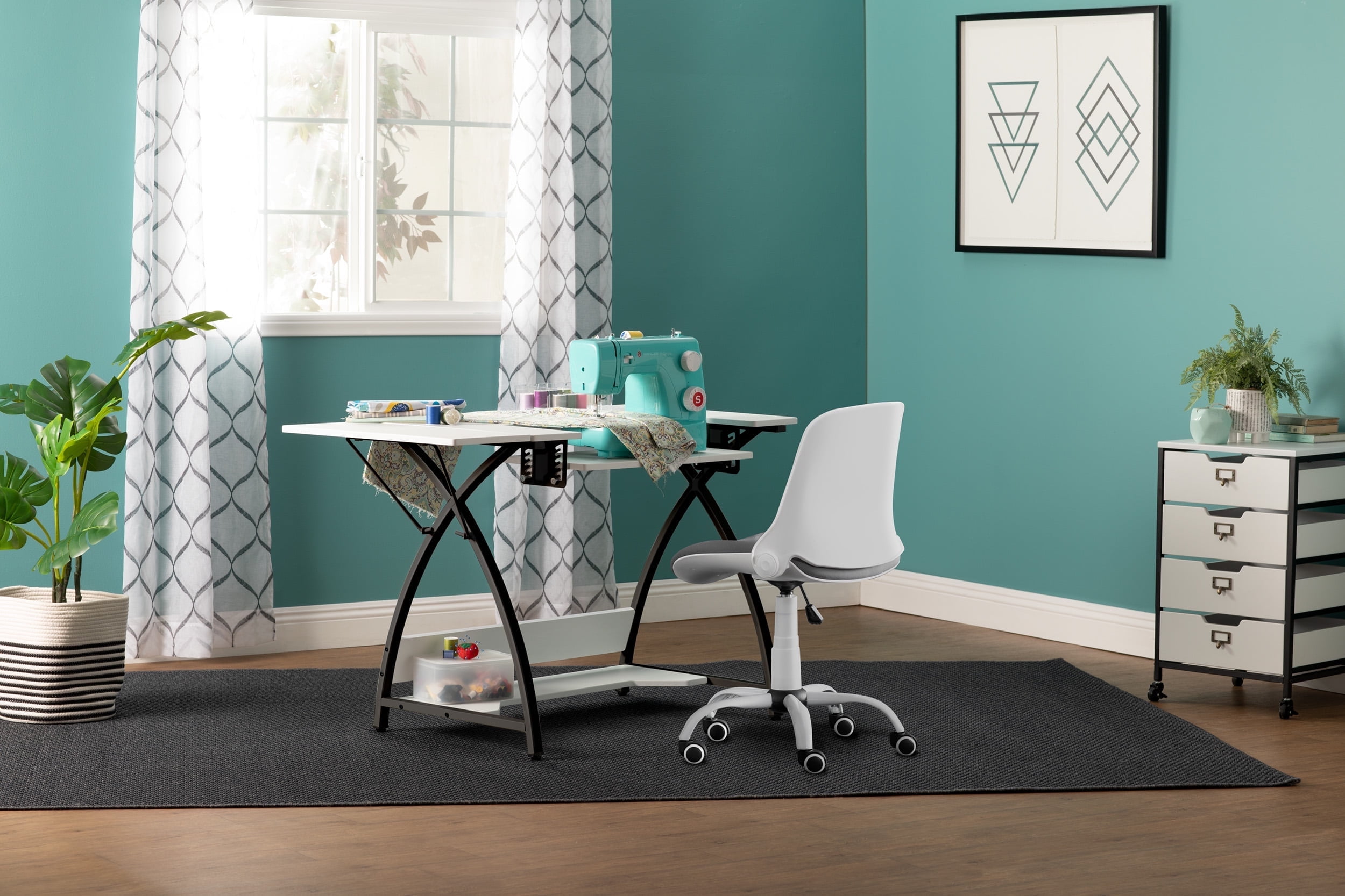 Sew Ready Comet Sewing Table Folding Top Adjustable Platfomr Black/White - Image 14