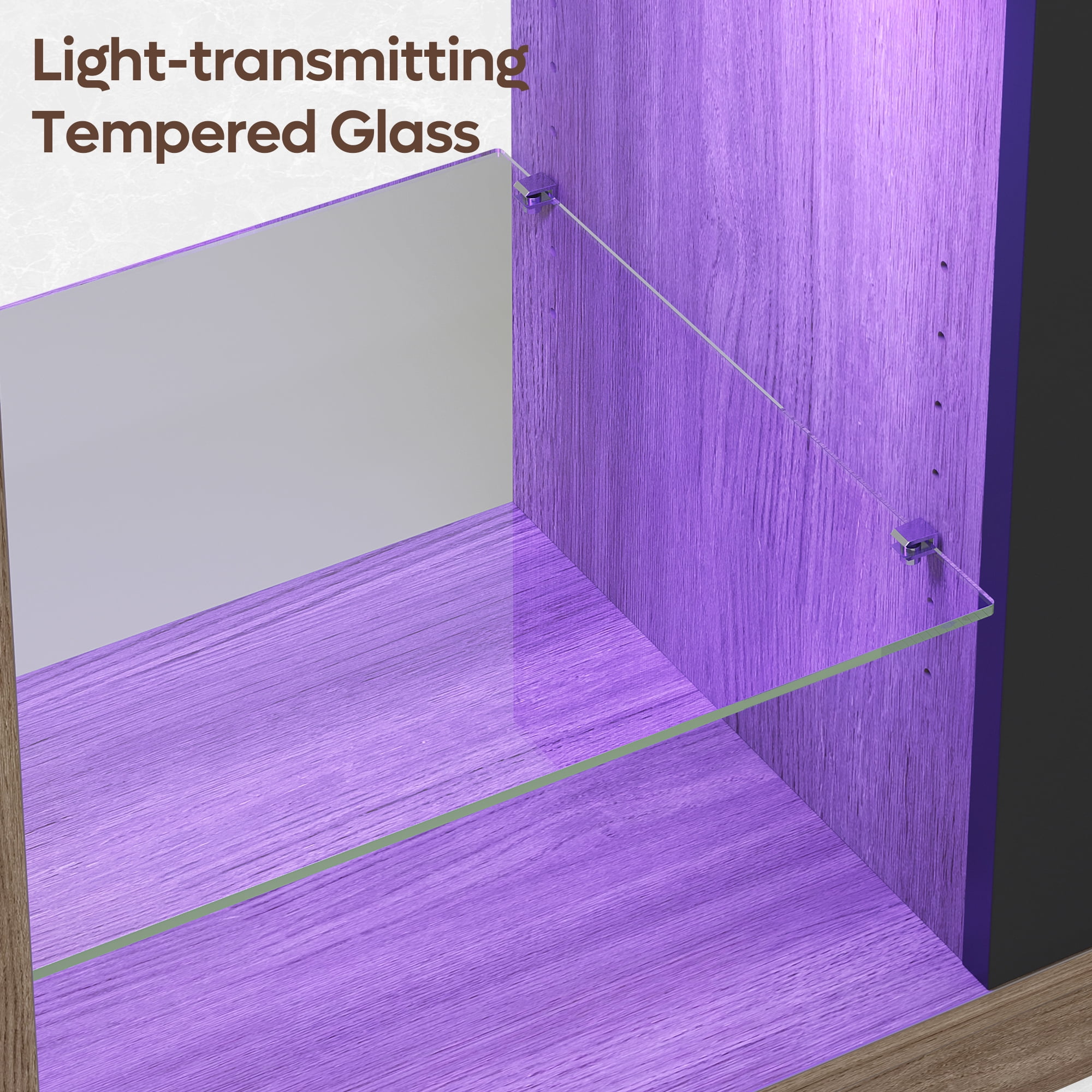 Bestier Modern Electric 7 Color LED Fireplace TV Stand for TVs up to 70", Pine - Image 8