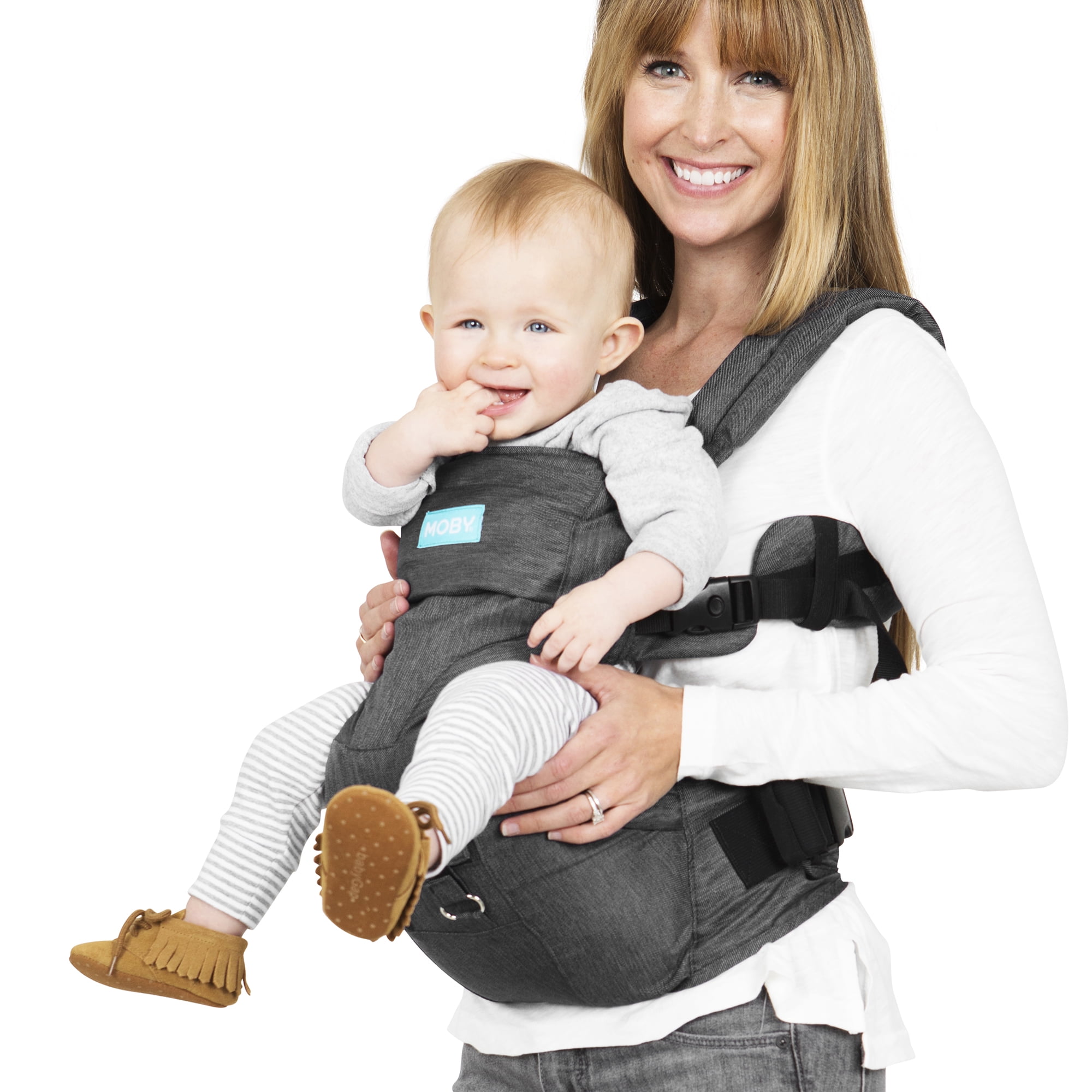 Moby Wrap 2-in-1 Baby Carrier + Hip Seat in Grey - Image 10