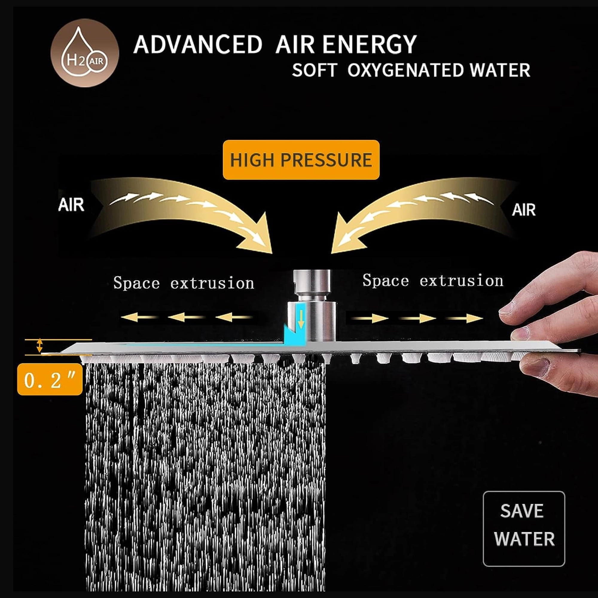 BESy Brushed Nickel Shower System with Adjustable Angle Slide Bar, 12 inch Rain Shower Head and Wand Wall Mounted, Rainfall Shower Faucet Fixture Combo Set - Image 9