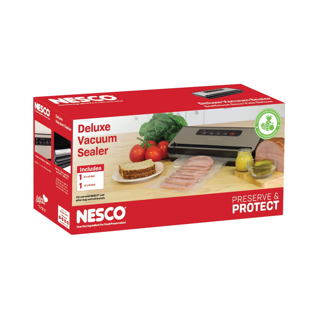 NESCO® Vacuum Sealer Machine, One-Touch Automatic Food Sealer With Digital Control Panel, Pulse Mode, Built-In Roll Storage, For Bulk Food Storage & Freezer Meals, VS-101S - Image 4