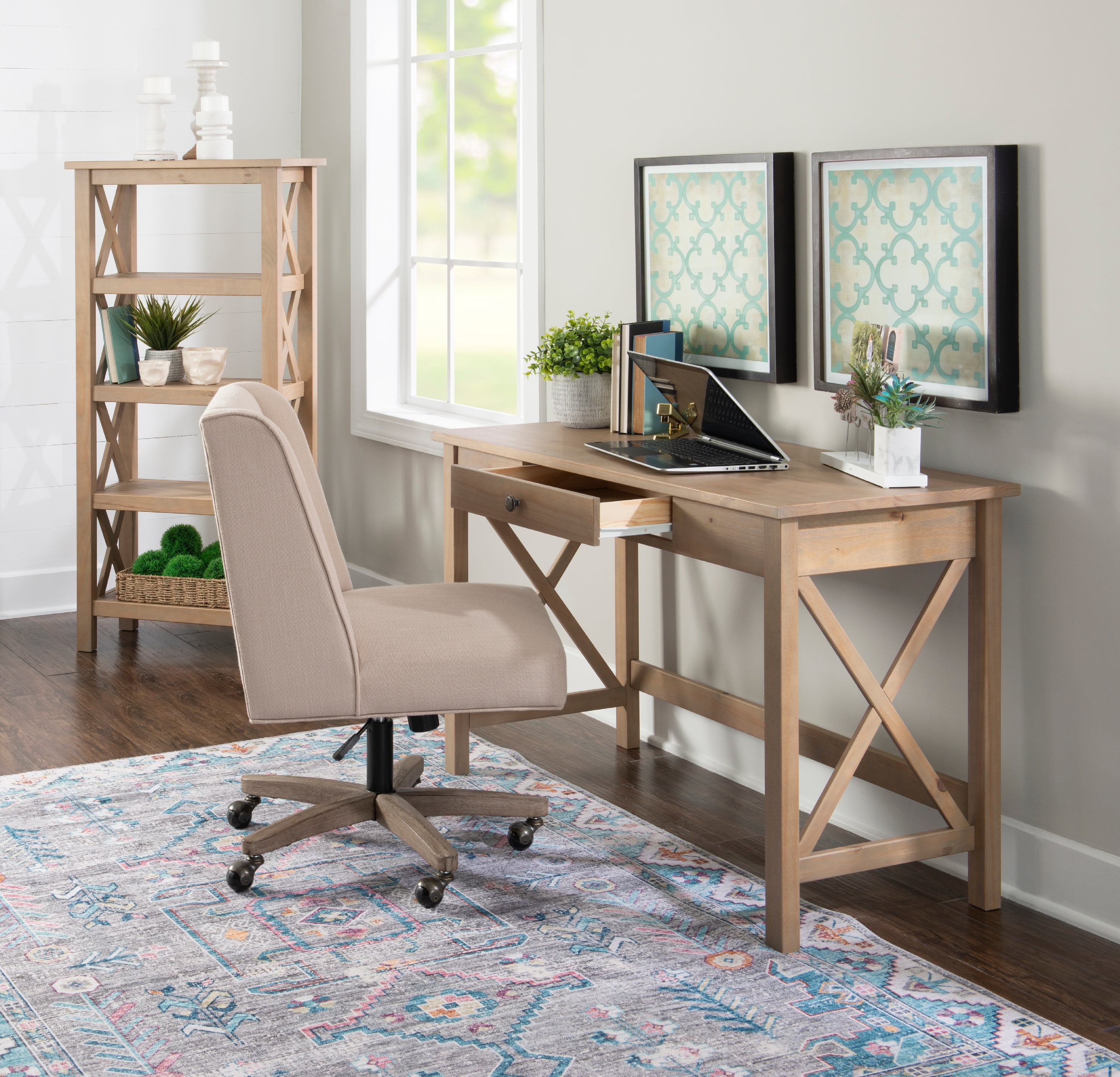 Linon Edmiston 4-Shelf Bookcase, 54" Tall, Driftwood - Image 15