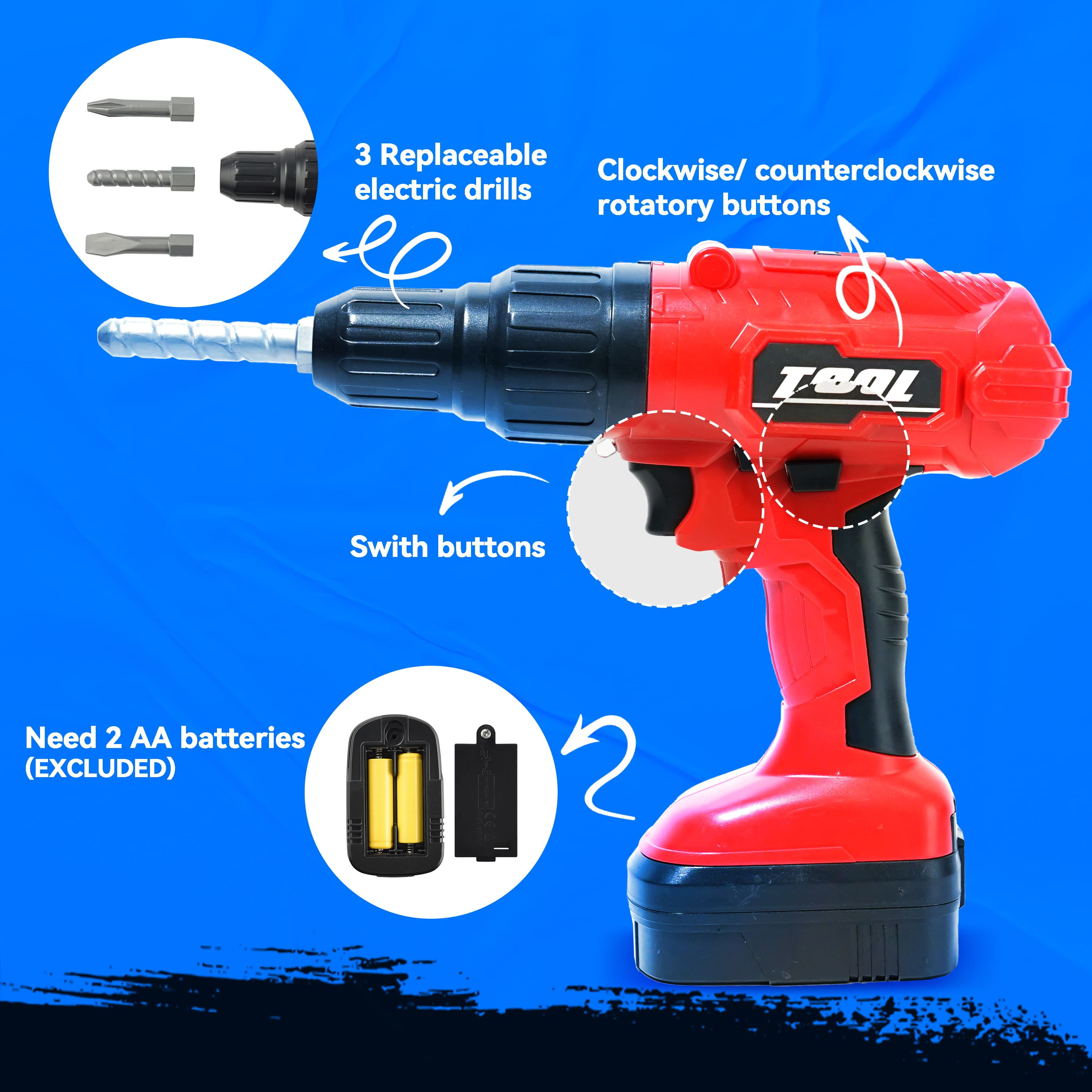 Toy Choi's 82Pcs Kids Tool Set Workshop Construction Play Set Tool WorkBench Set for Kids Toddler Boys Girls, w/ Electric Drill - Image 3