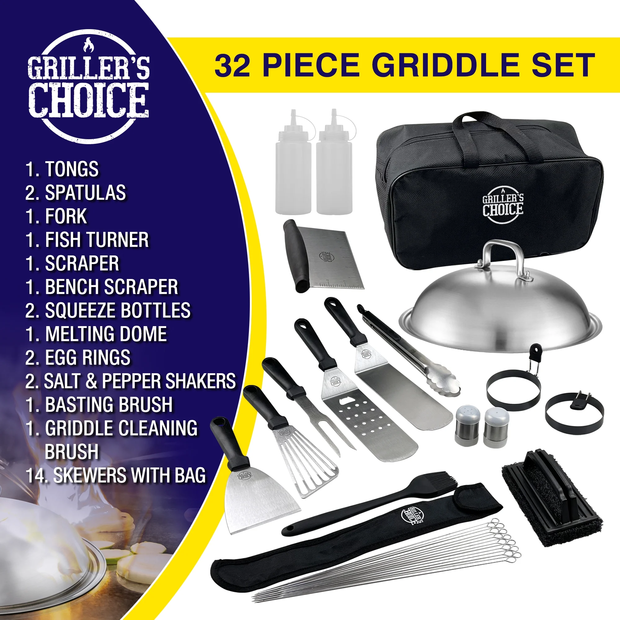 Grillers Choice 32 piece Griddle Spatula Set Metal - Grilling Accessories, Stainless Steel, Flat Top, Grill, Hibachi,Grilling Utensils. Designed By Chef and BBQ Judge - Image 7